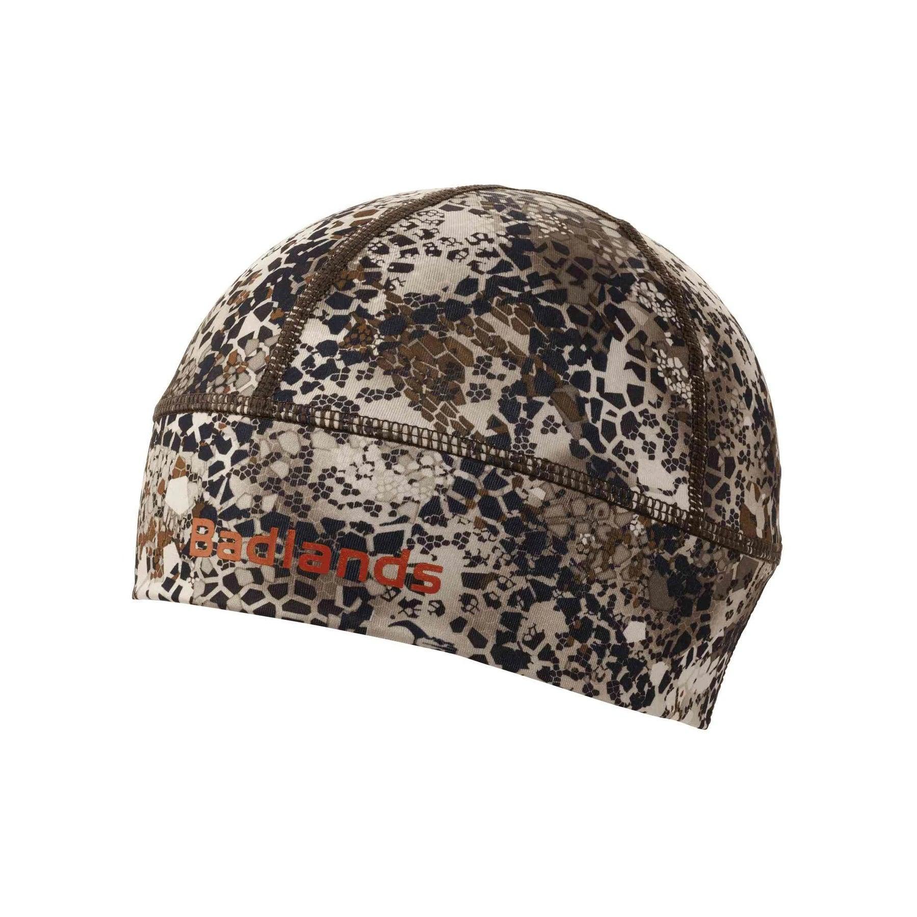 Badlands Algus camo beanie with brown and tan digital camouflage pattern