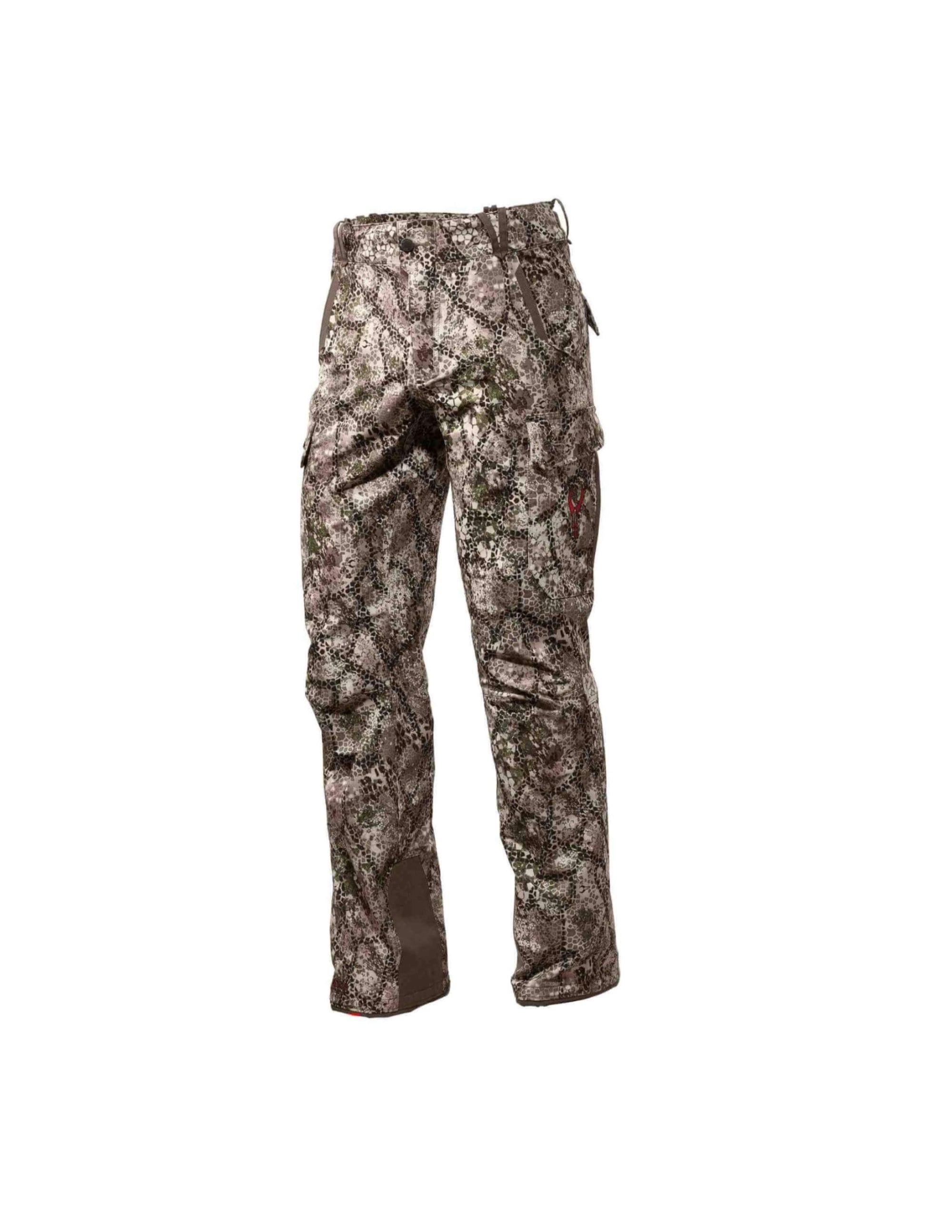 Badlands Algus camo hunting pants with multi-tone camouflage pattern, rear view