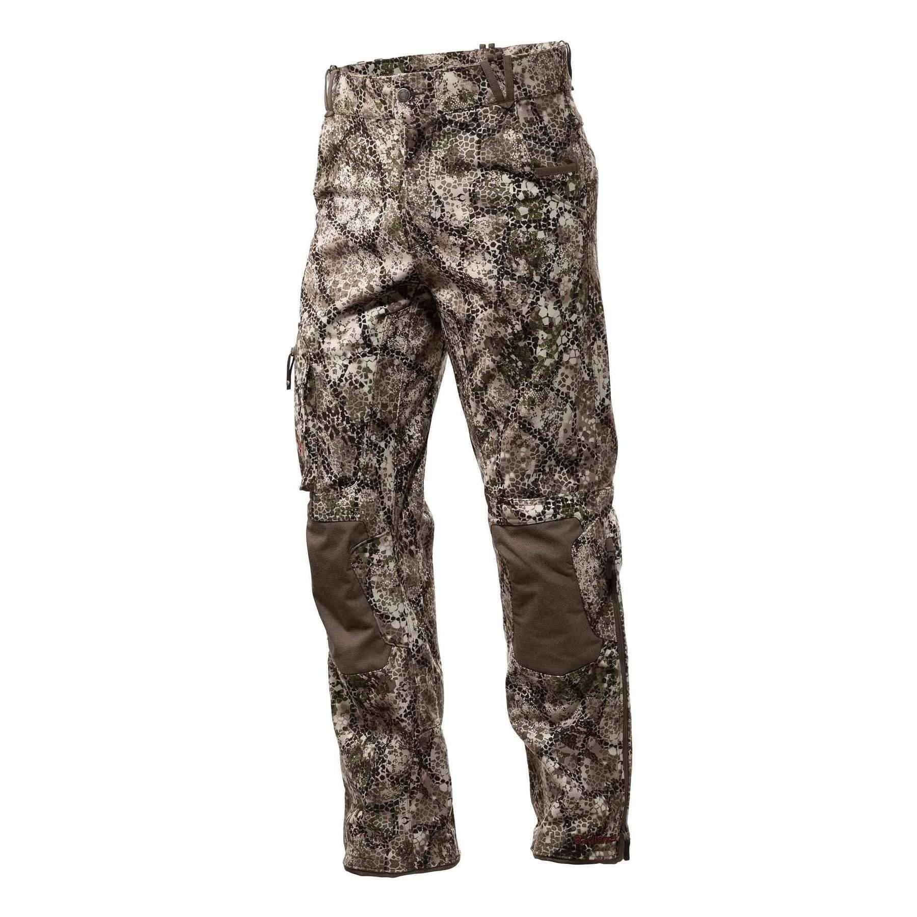 Badlands Calor camo hunting pants with reinforced knees on white background