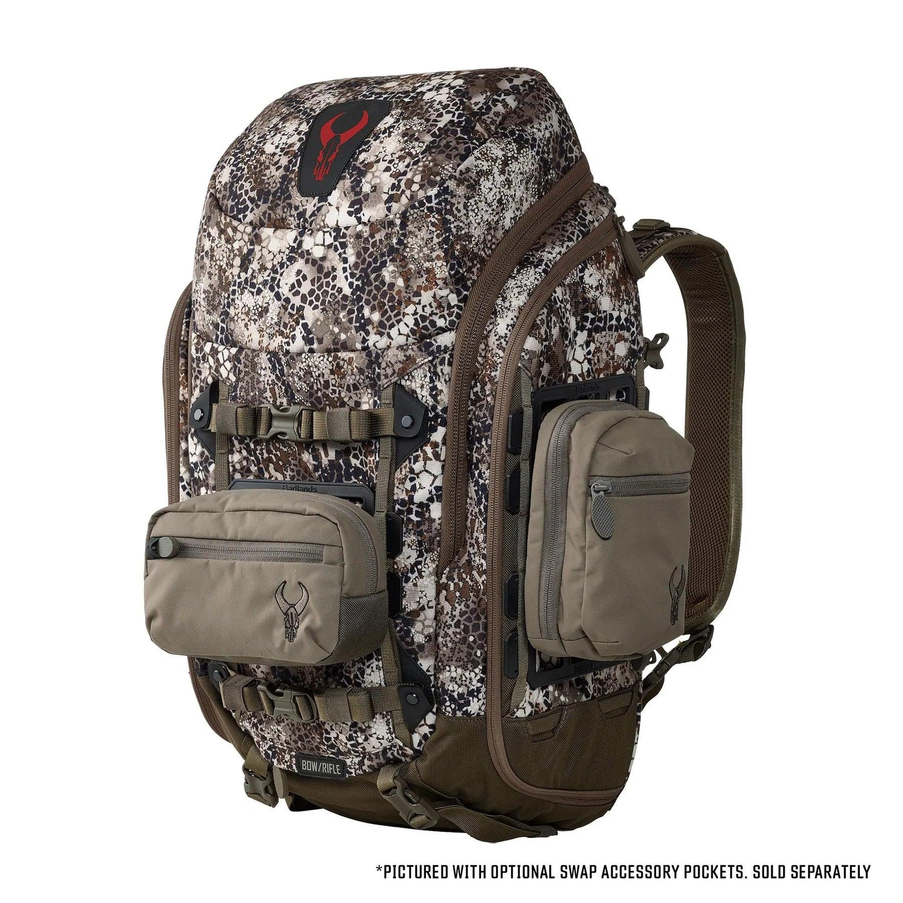 Badlands Connect Pack camo hunting backpack with accessory pockets, outdoor gear