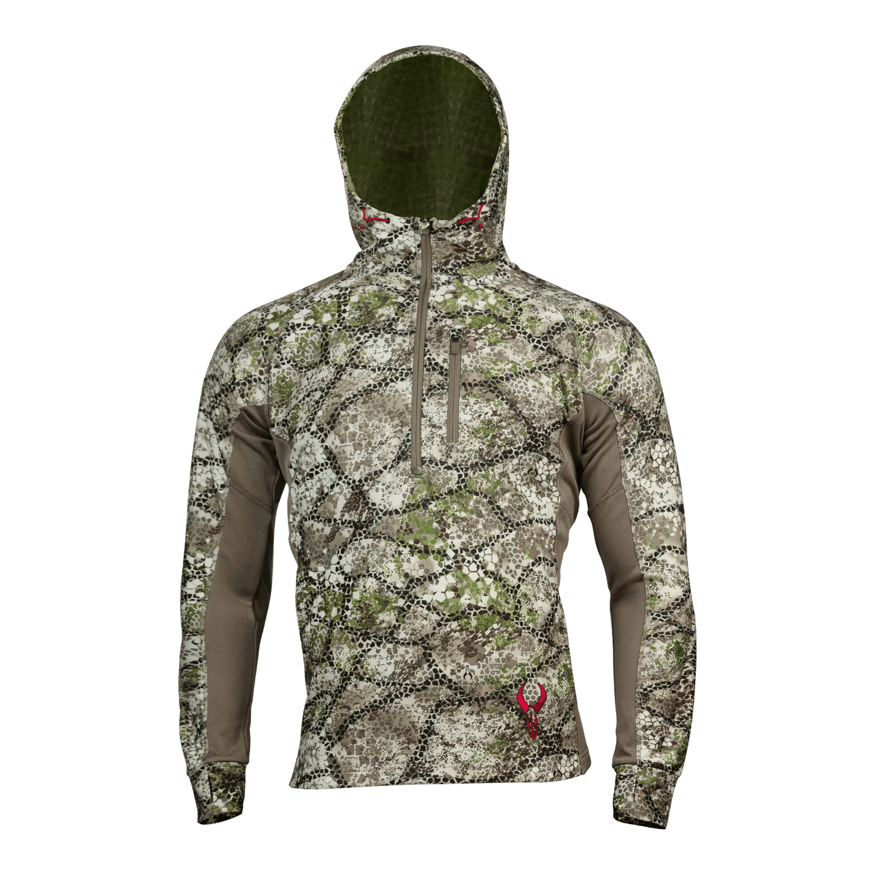Badlands Flex 1/2 Zip Hoodie 2.0 in camouflage print with chest pocket and hood