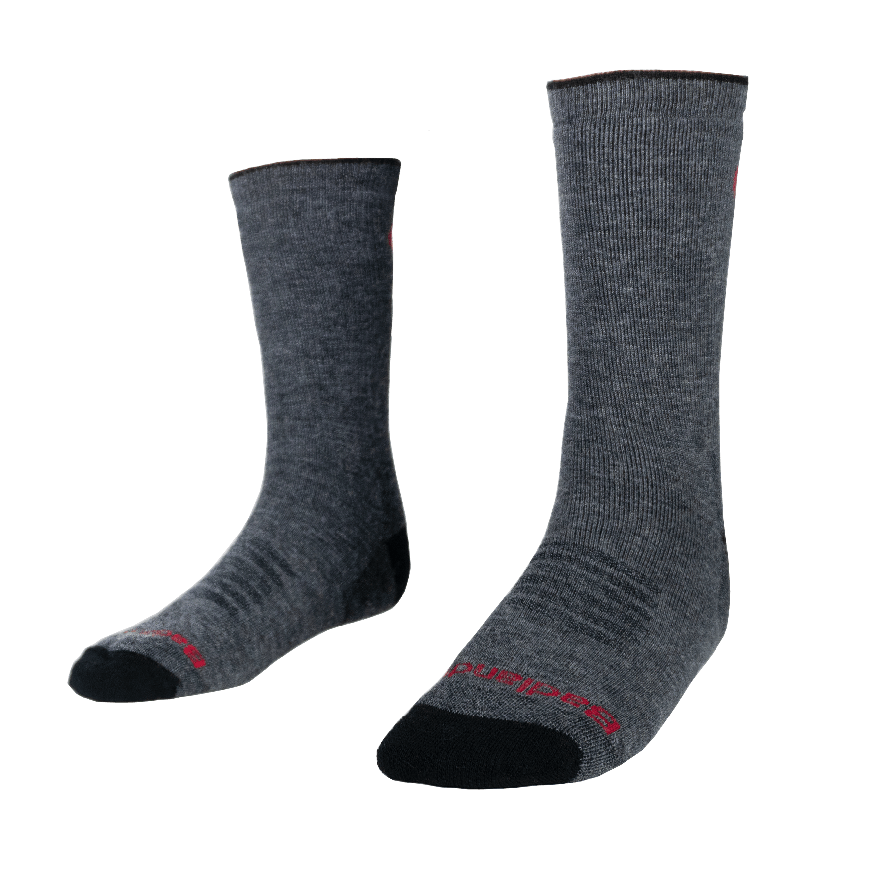 Badlands Incedo midweight crew socks in gray with black toes and subtle red branding