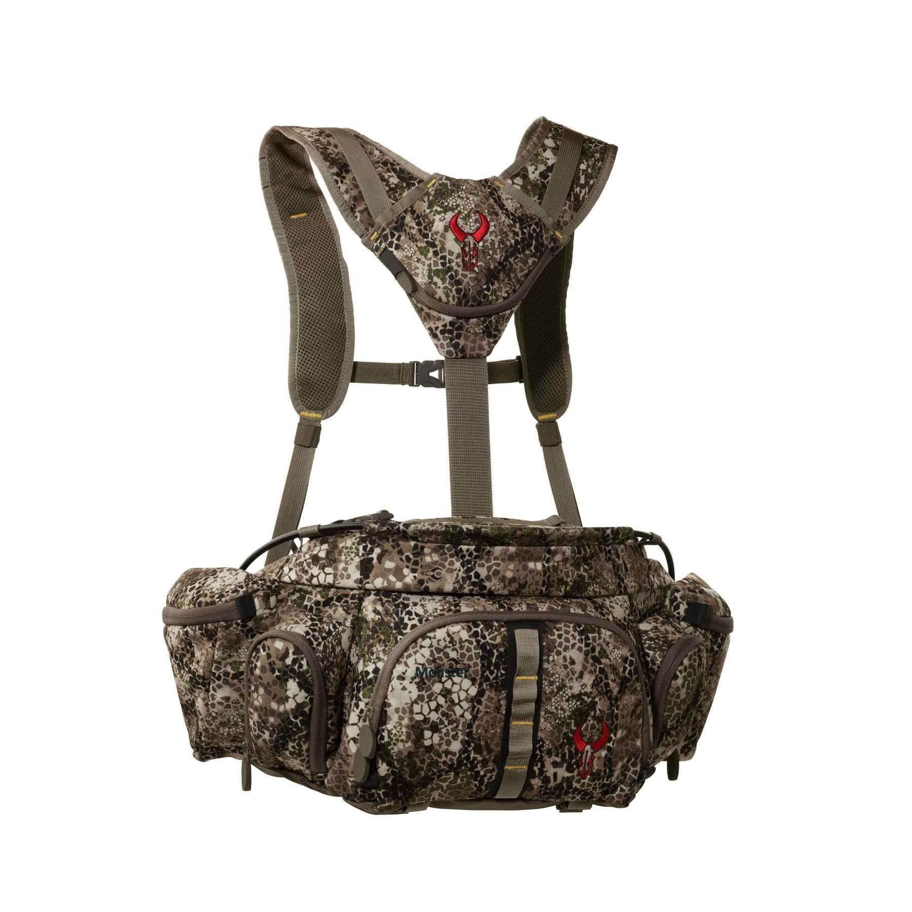 Badlands Monster camouflage fanny pack with harness and multiple zippered pockets
