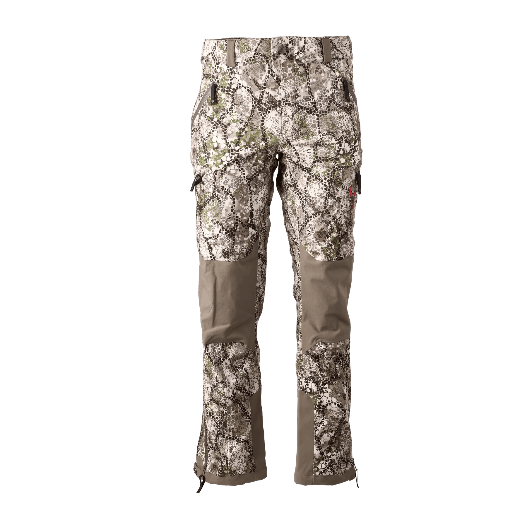 Badlands Omega waterproof camouflage hunting pants with zip pockets front view