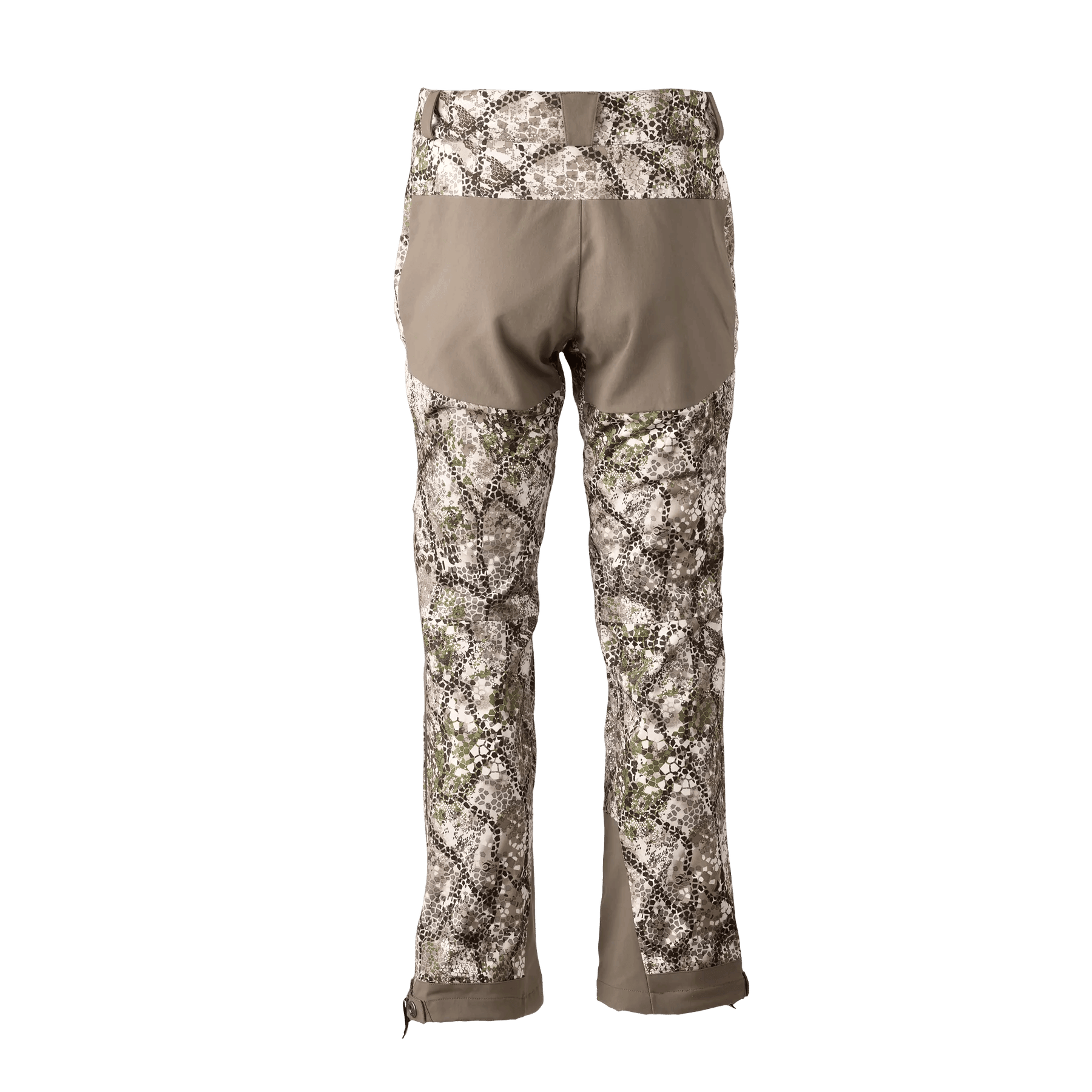 Back view of Badlands Omega waterproof camo hunting pants with reinforced seat and legs