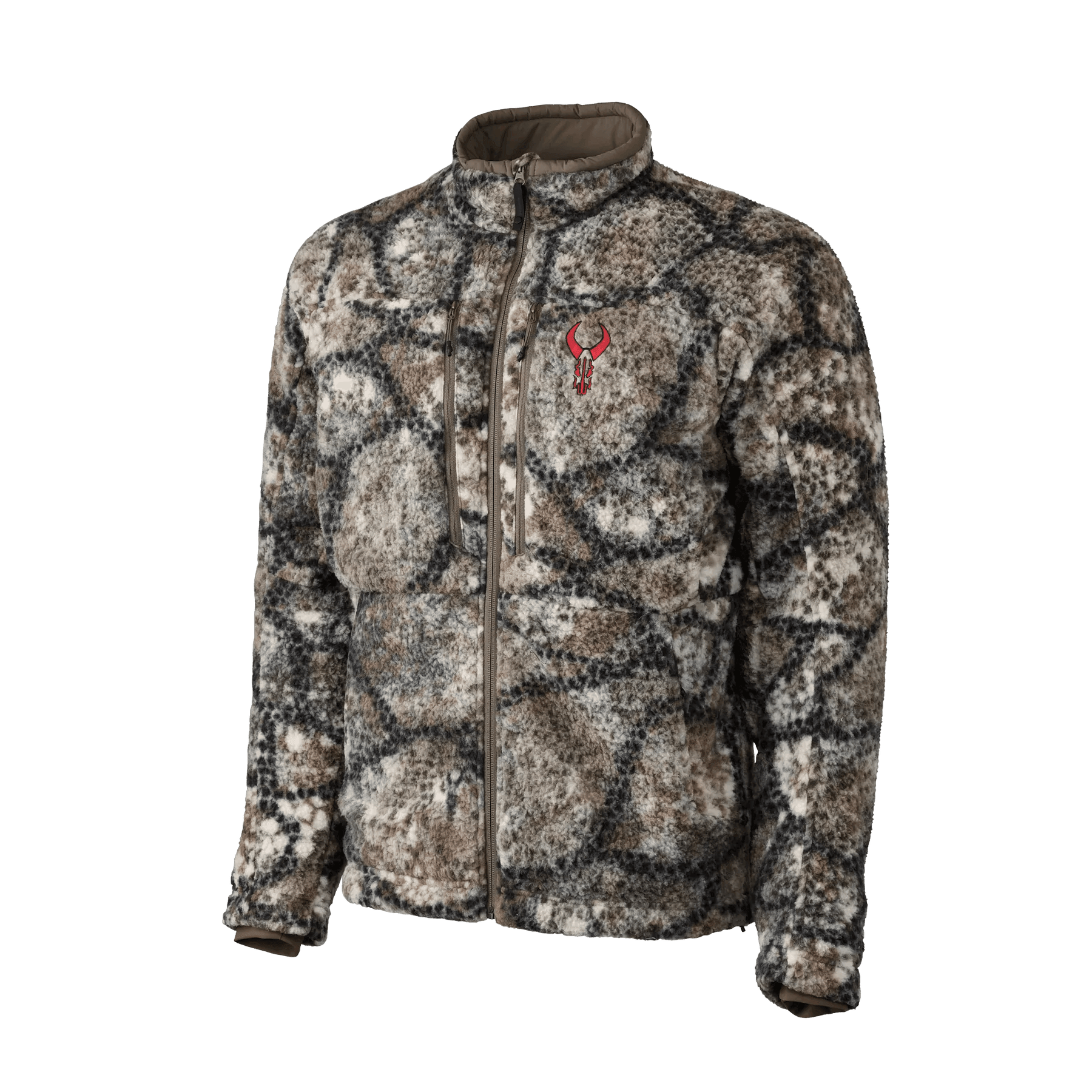 Badlands Silens Jacket in camouflage pattern with chest logo and full front zipper