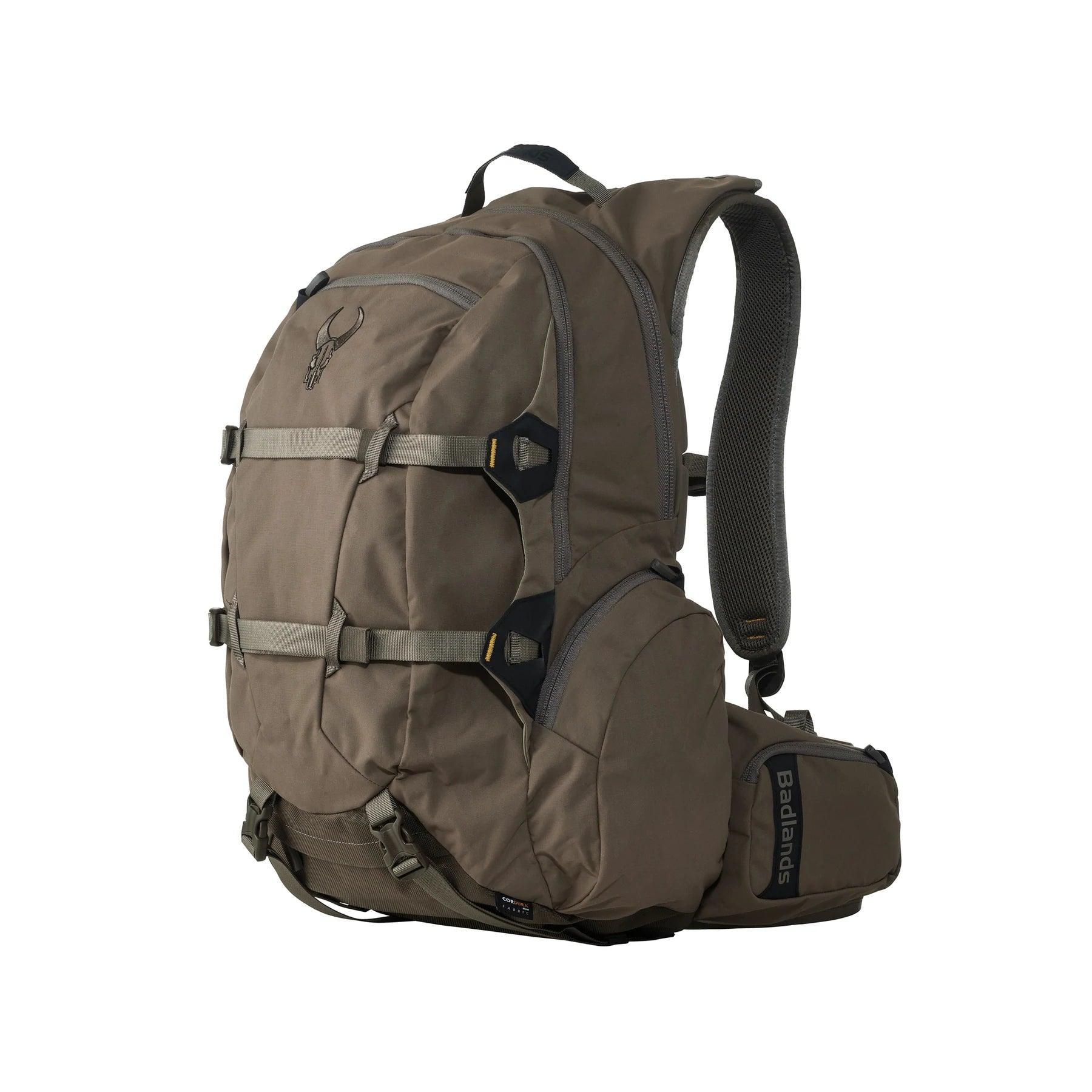 Badlands Superday Pack brown hunting backpack with side pockets and padded shoulder straps