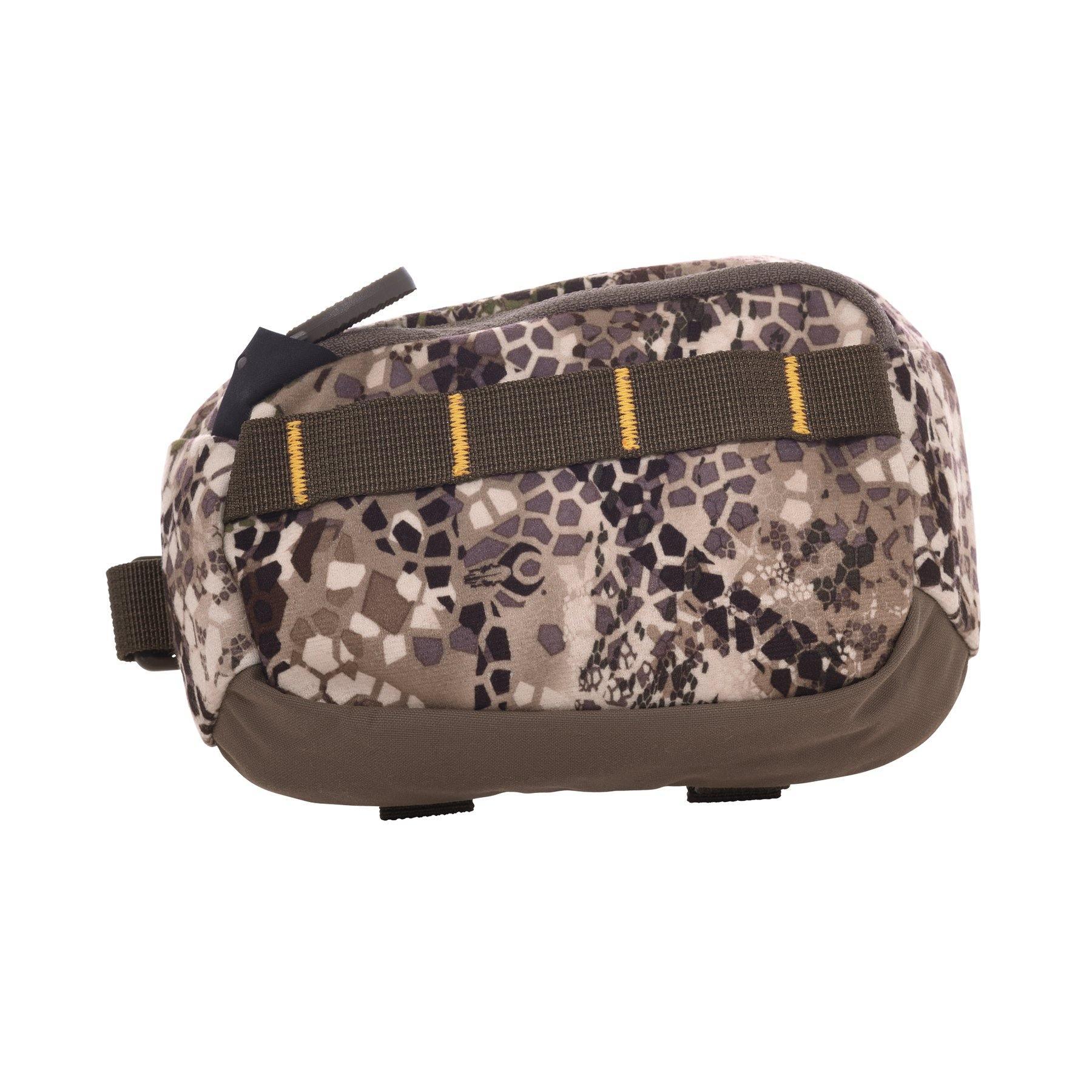 Camouflage waist belt pouch with zipper and MOLLE webbing for outdoor gear storage