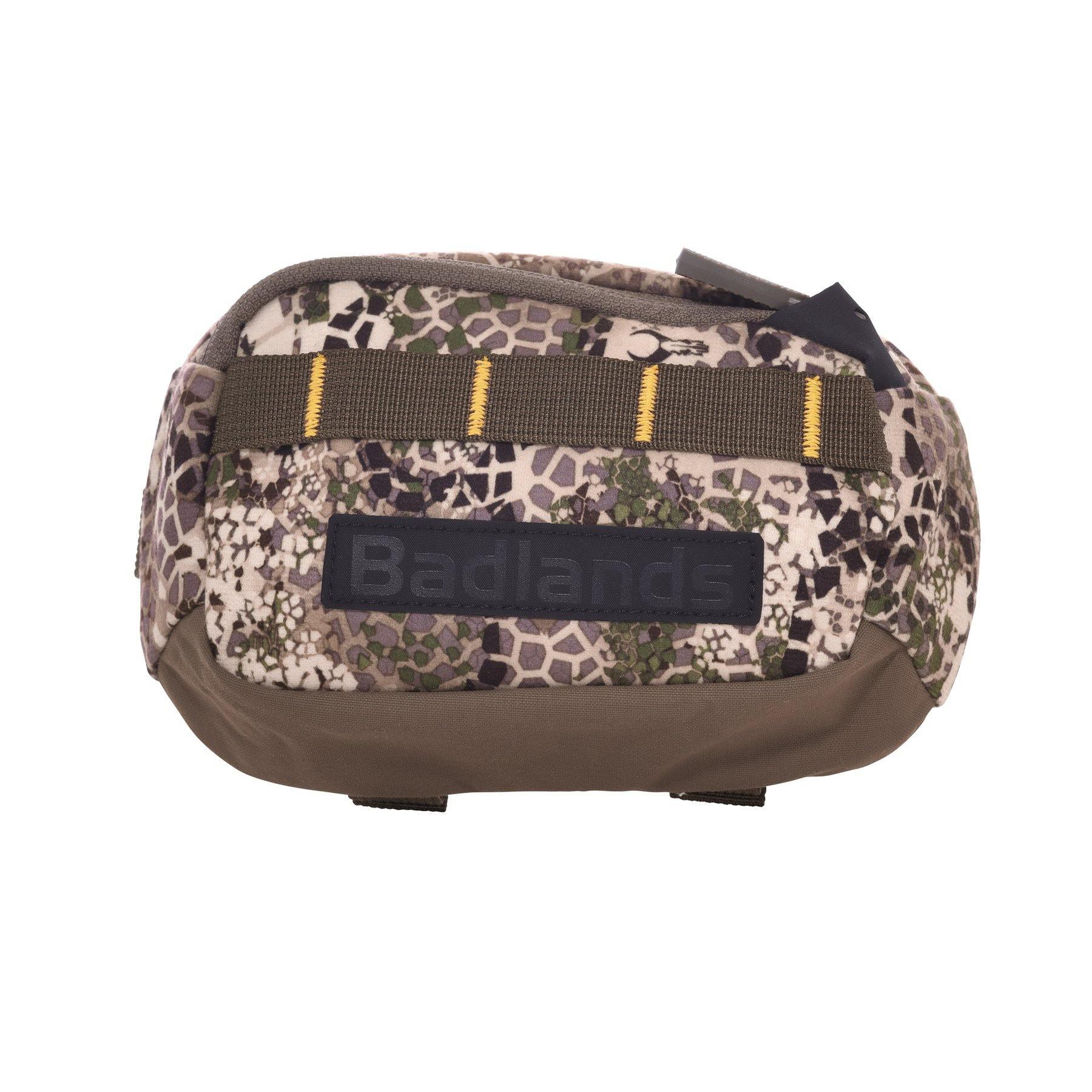 Badlands waist belt pocket with camouflage pattern and yellow-stitched loops