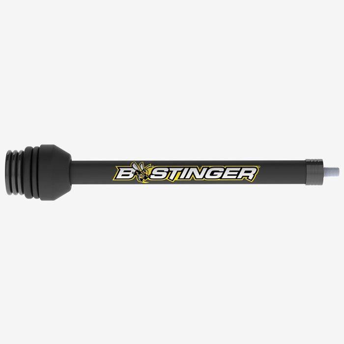 Bee Stinger black archery stabilizer with logo on white background