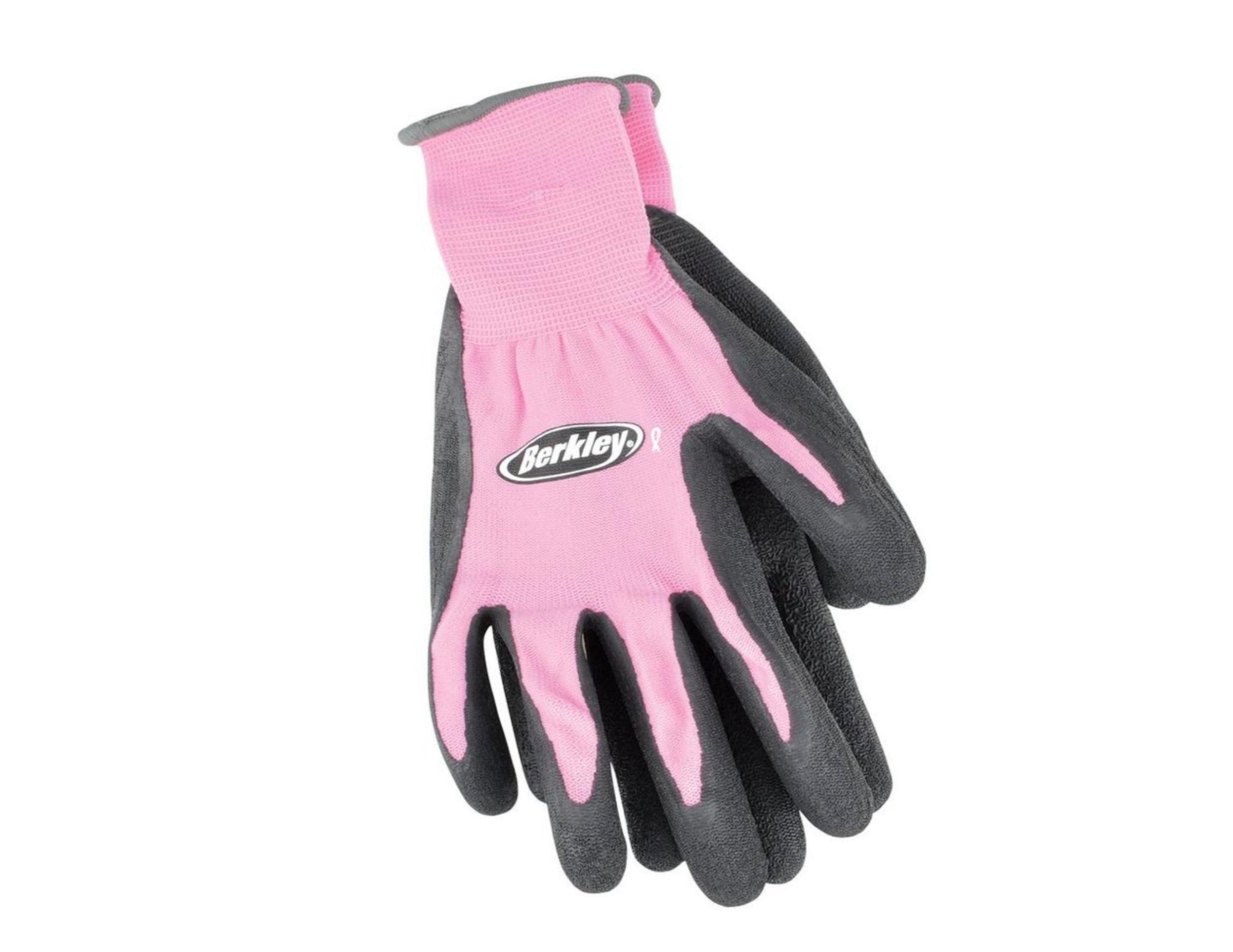 Pink and black Berkley coated grip gloves for outdoor sports and apparel