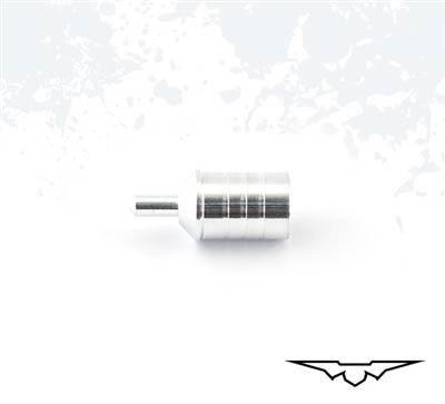 Black Eagle Archery pin bushing, silver metal, on white background with logo