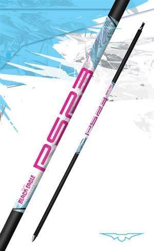 Black Eagle Archery PS23 target arrow with pink and white branding on a modern background