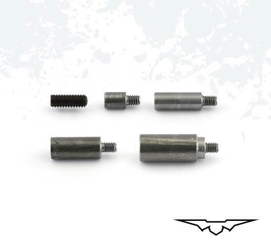 Black Eagle screw-in target point weights for arrows on white background with logo