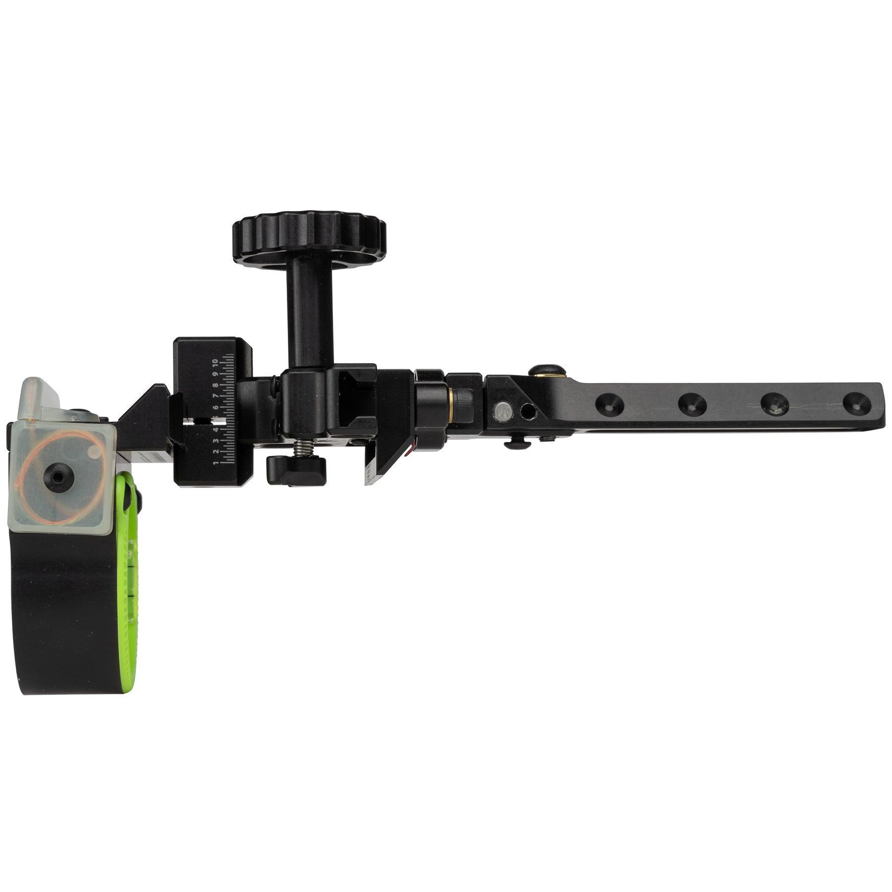 Black Gold Pro Hunter HD dovetail bow sight with adjustment knob and green sight ring