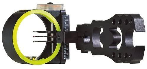 Black Gold archery rush bow sight with bright yellow ring and multiple aiming pins