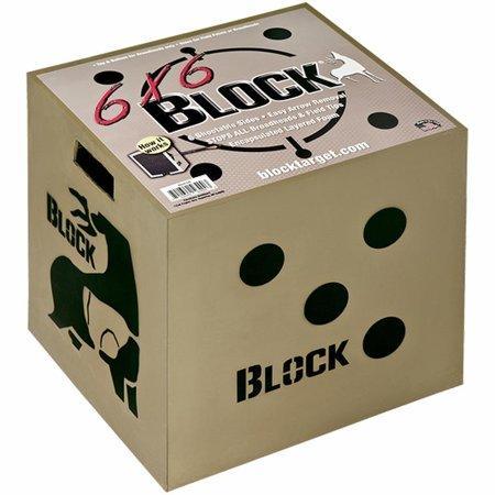 Block 6x6 archery target cube with deer graphic and black aiming dots, outdoor sports gear