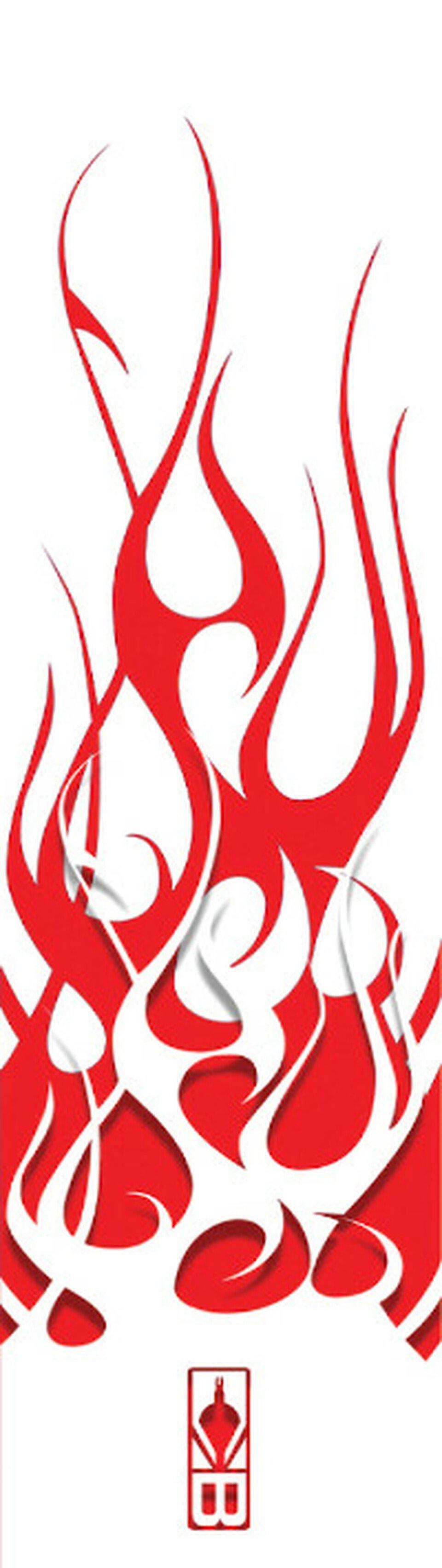 Bohning Archery arrow wrap with red flame design on white background and Bohning logo