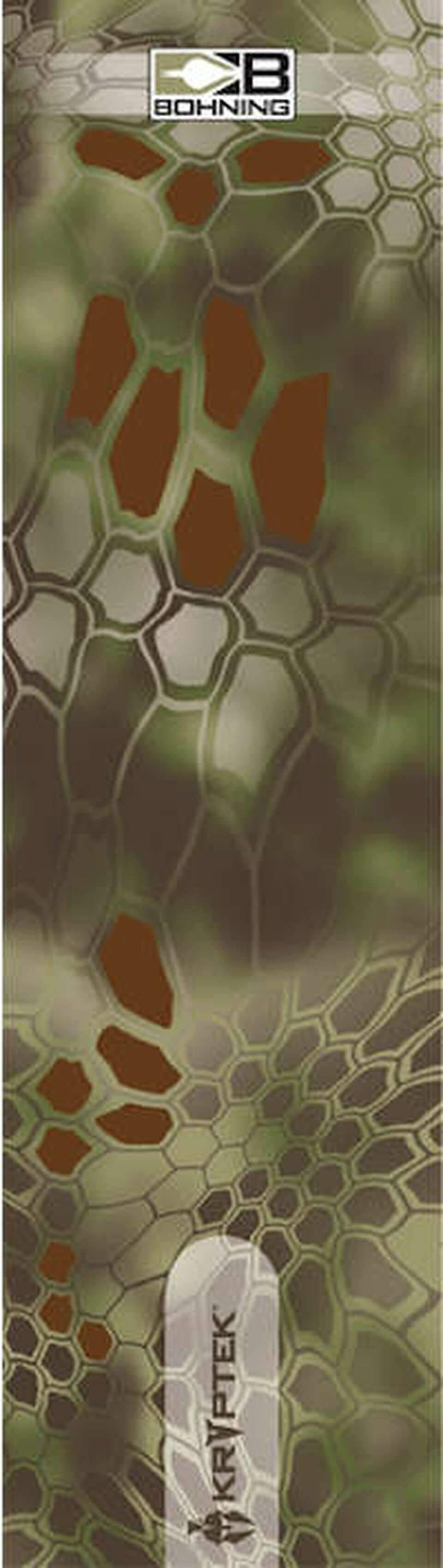 Bohning Archery arrow wrap with Kryptek camouflage pattern and visible Bohning logo