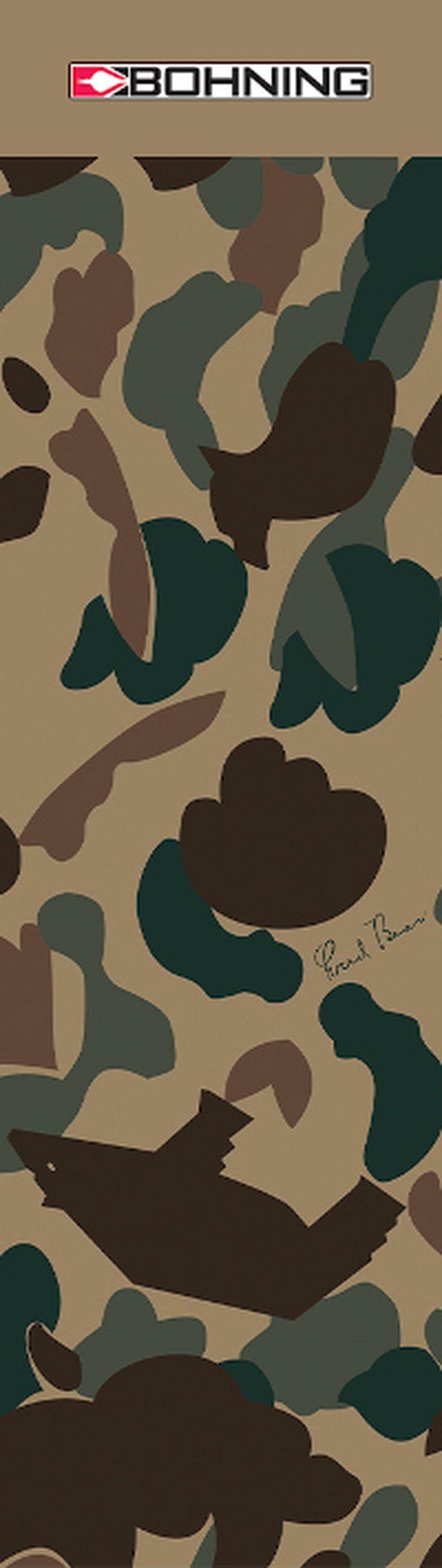 Bohning Archery 4 HD camo arrow wrap, brown green camouflage pattern, brand logo at top