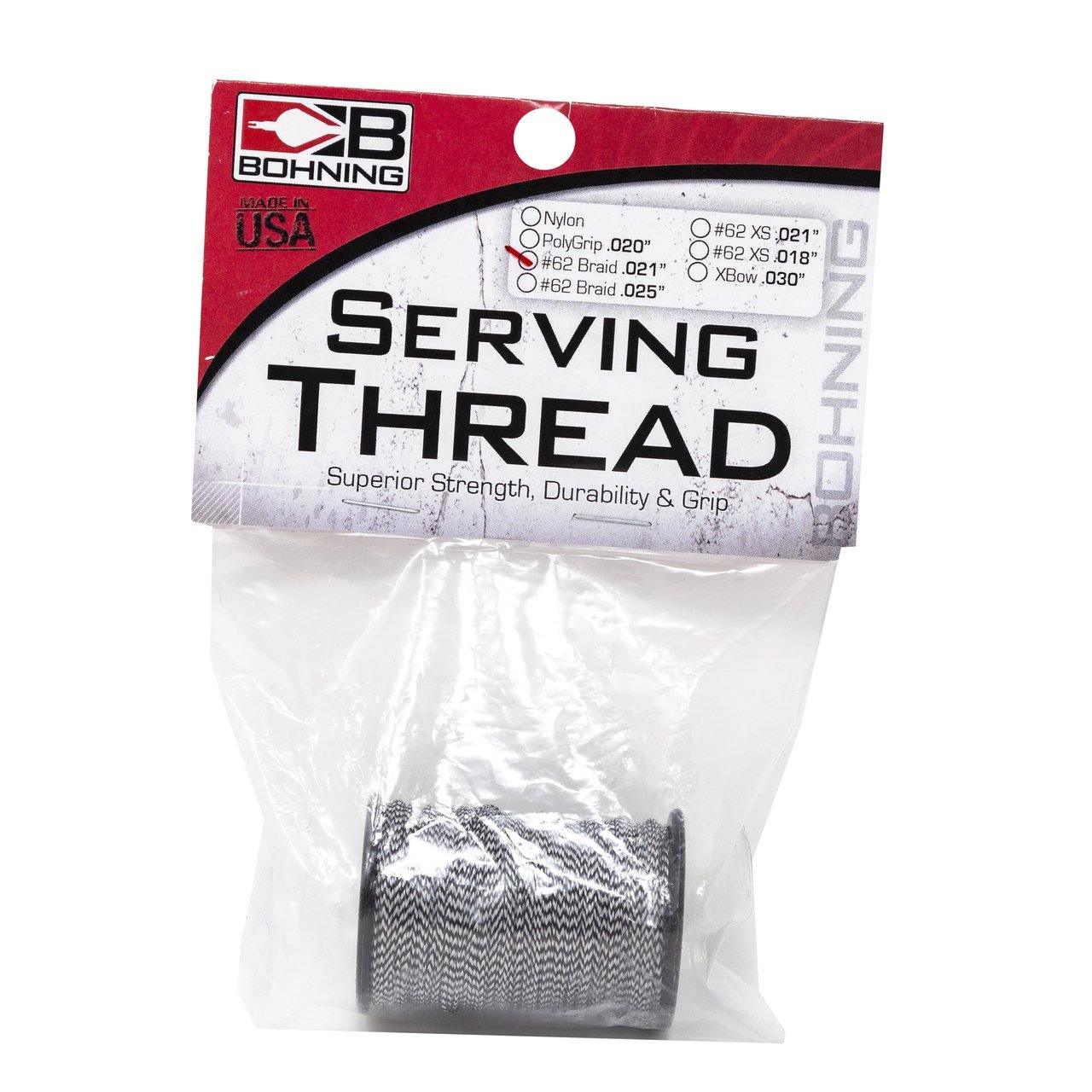 Bohning Serving Thread spool in clear retail package, archery accessory, made in USA