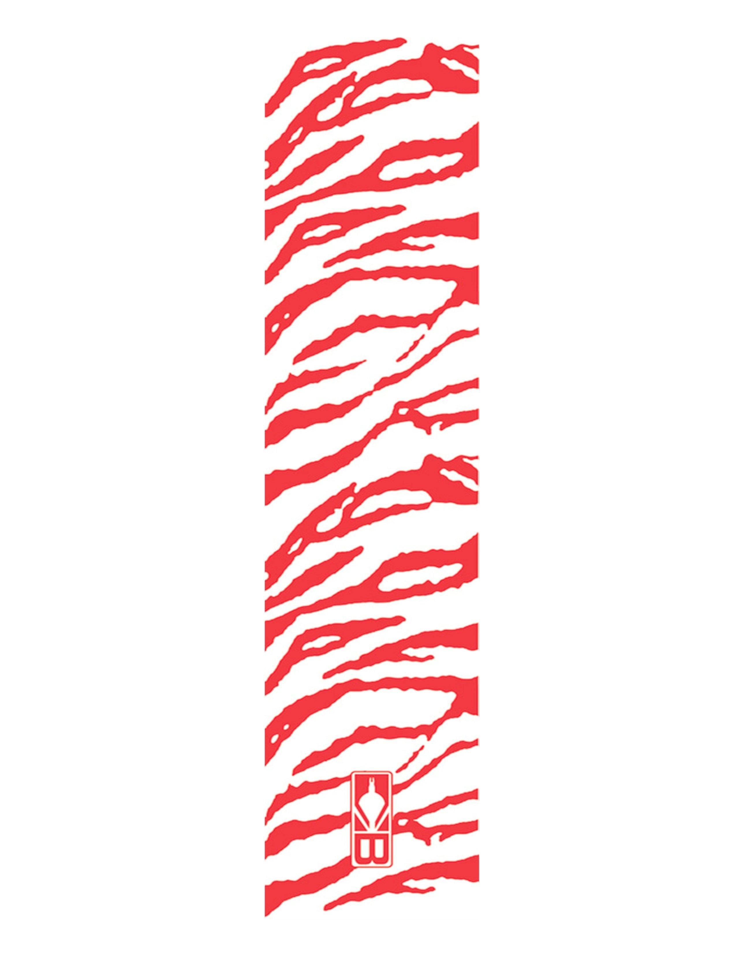 Red tiger stripe Bohning archery arrow wrap with logo on white background