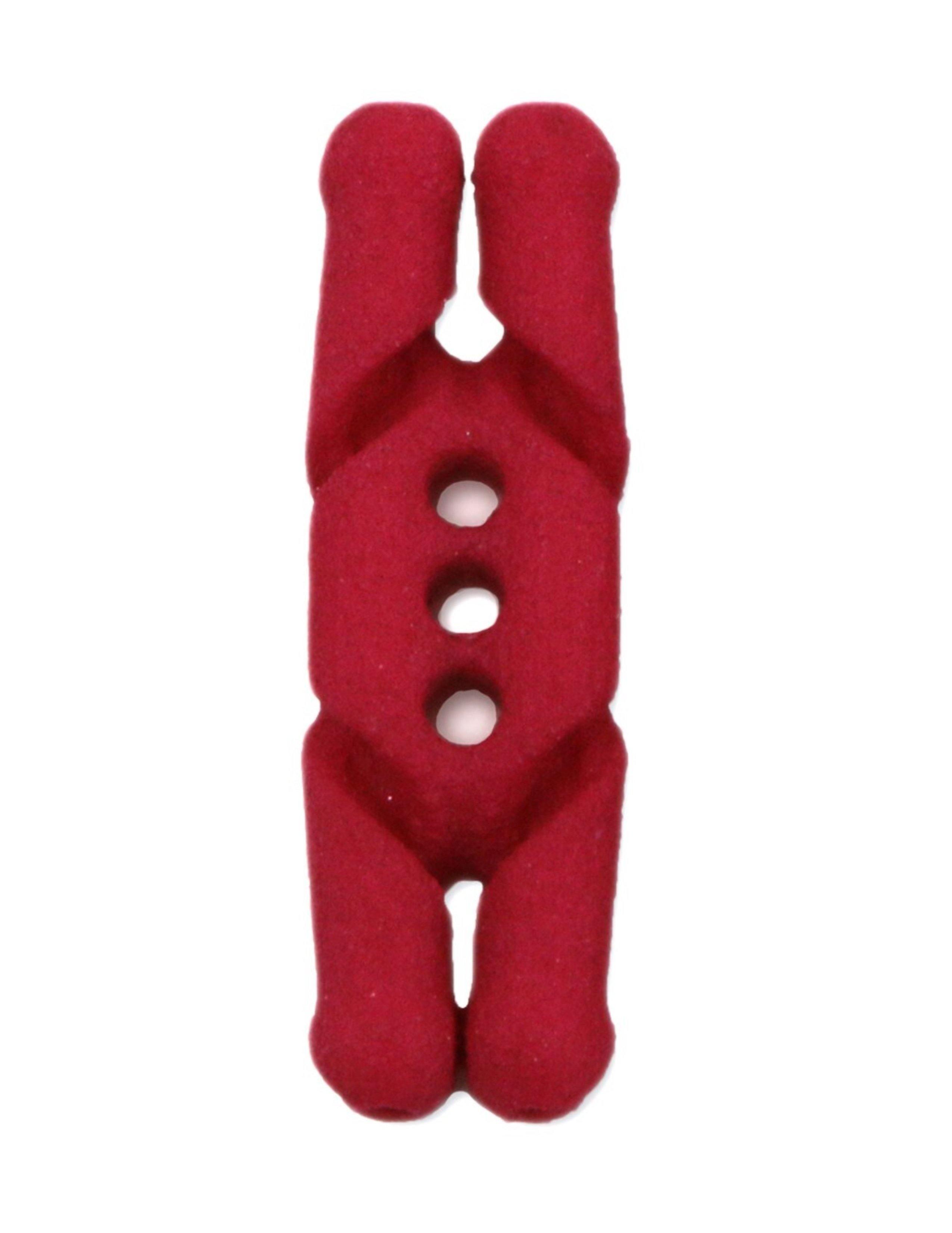 Red Bohning Archery Anchor Knot against white background, three holes visible, archery accessory.