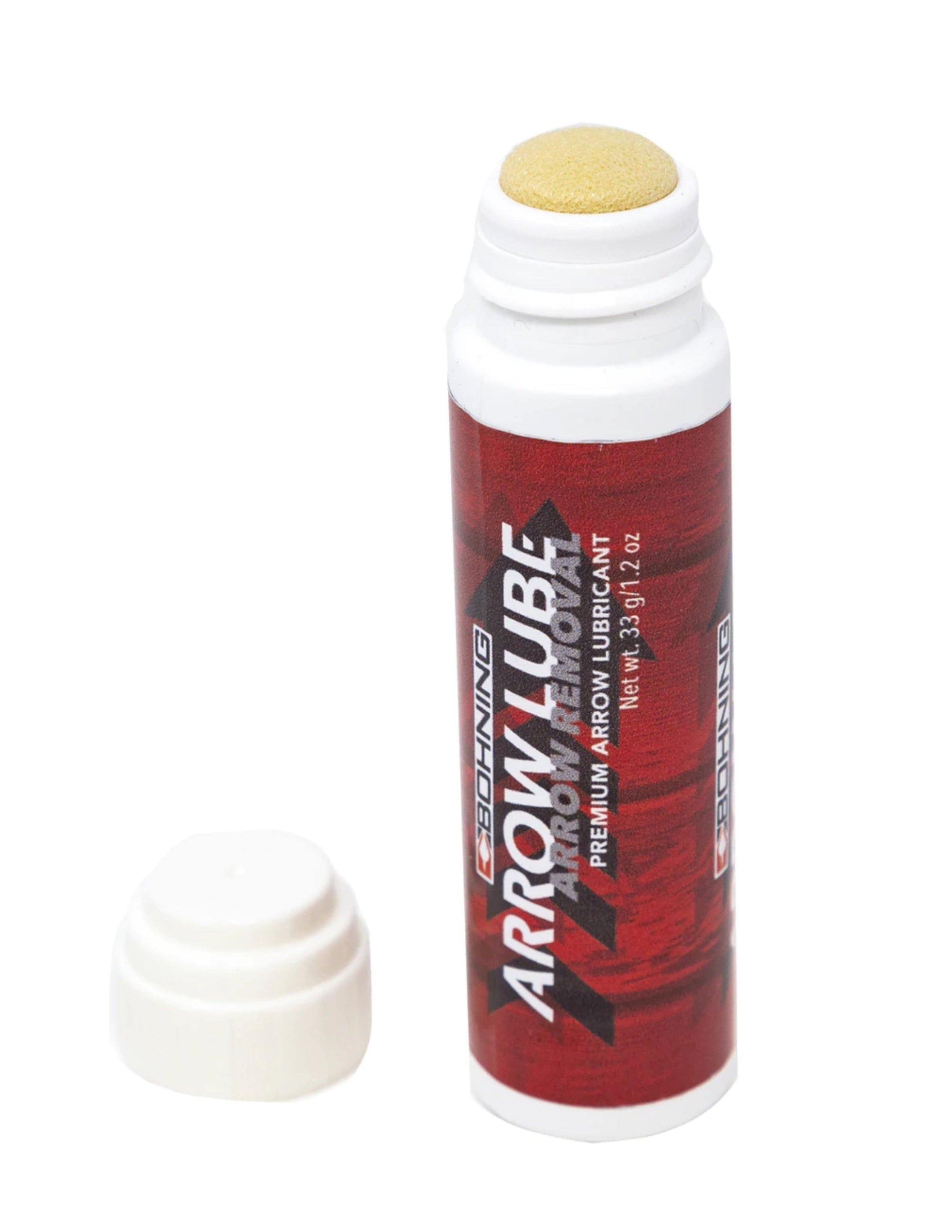Bohning Archery Arrow Lube stick with red label and white cap for arrow removal lubricant