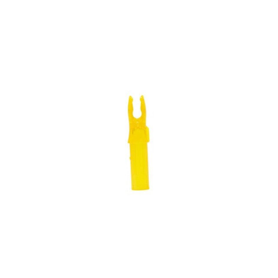 Yellow Bohning Blazer nock .246 ID archery accessory on white background