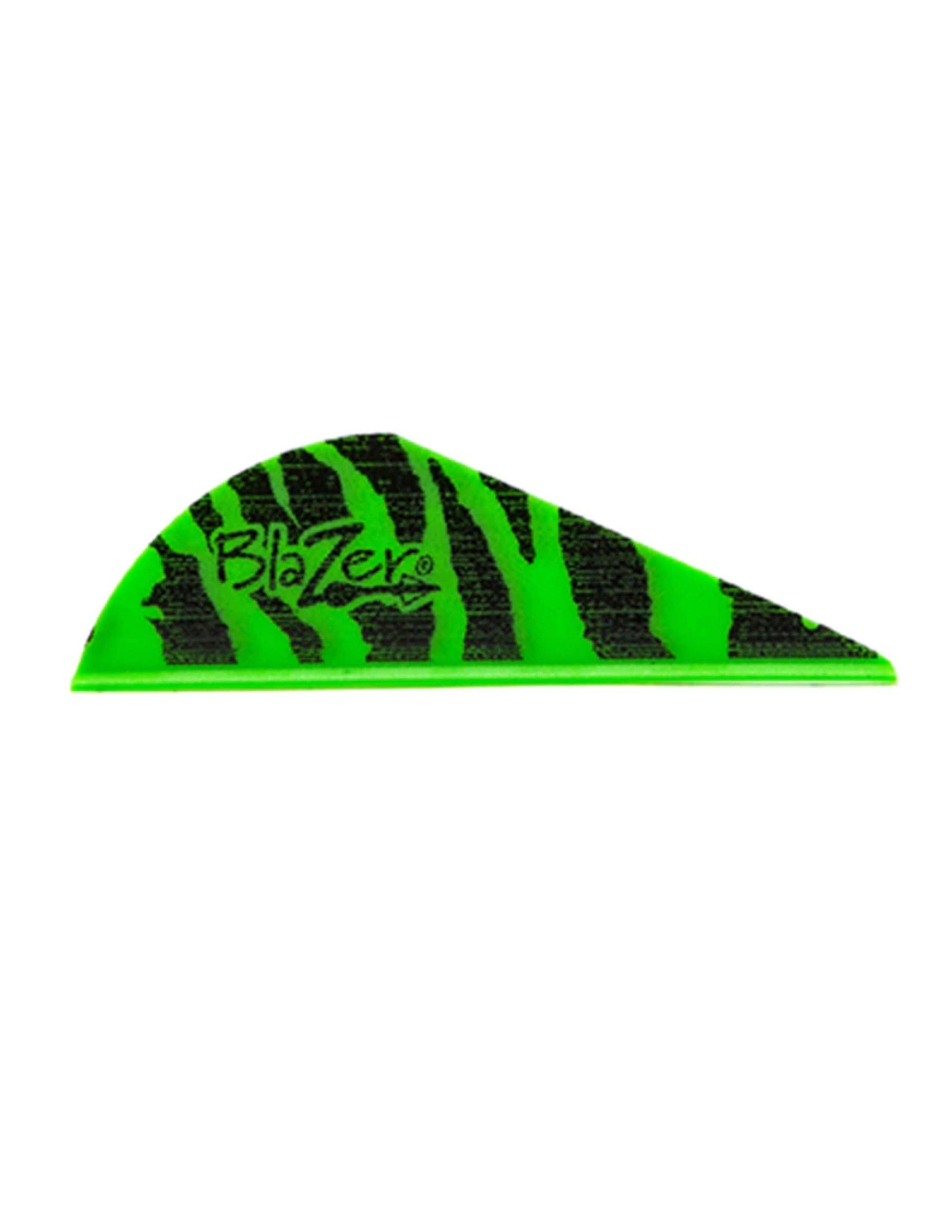 Blazer Archery Vane green with black stripes, Bohning arrow fletching close-up