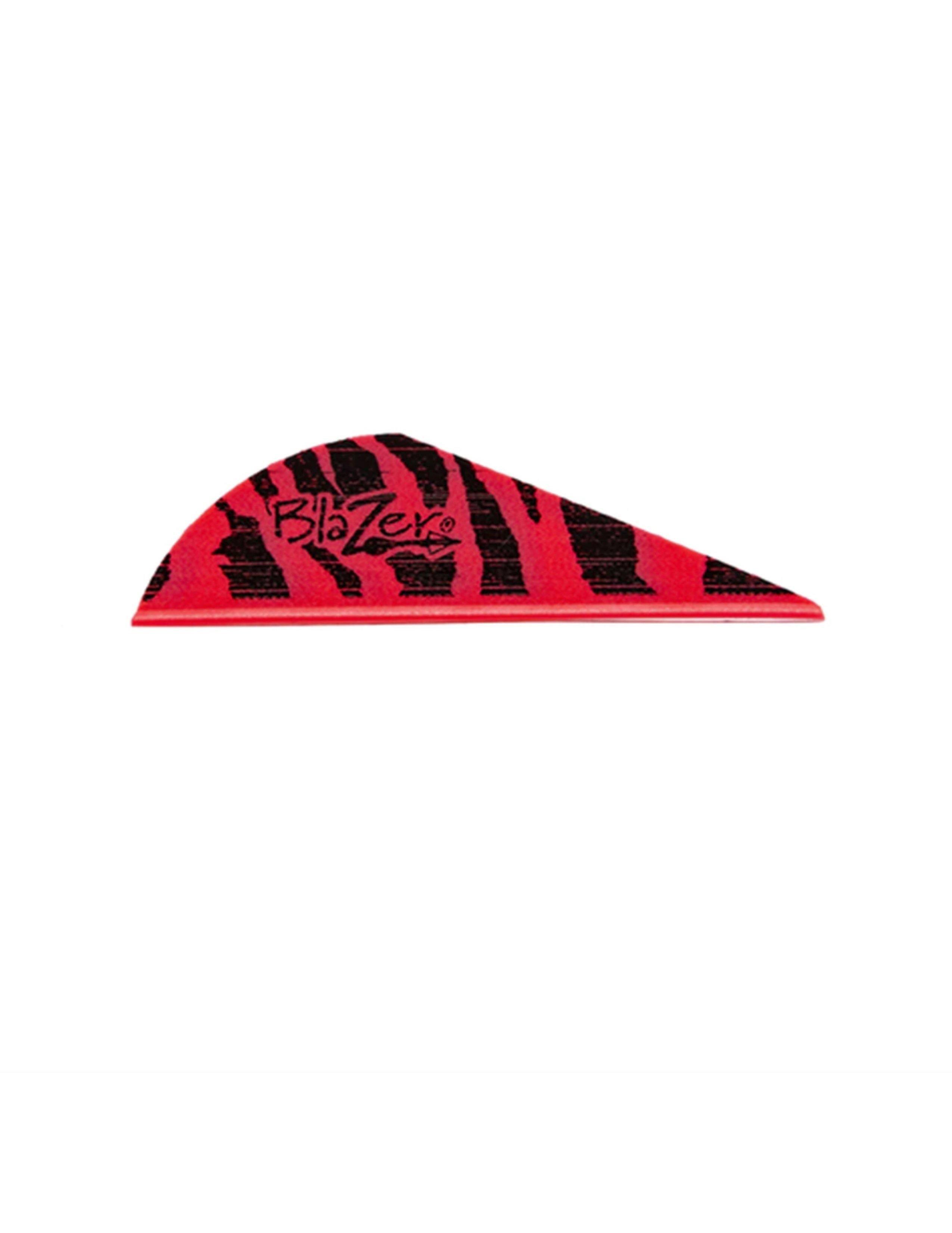 Red and black Bohning Blazer Vane arrow fletching on white background
