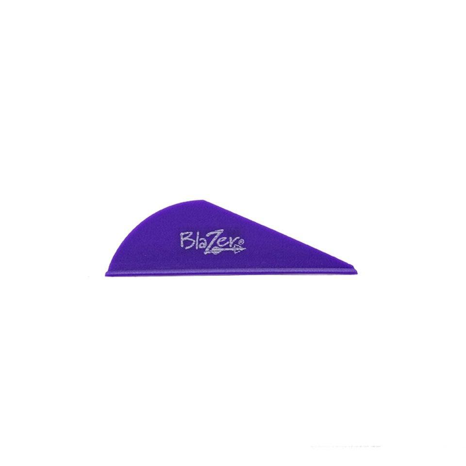 Purple Bohning Blazer Vane archery fletching with logo on white background