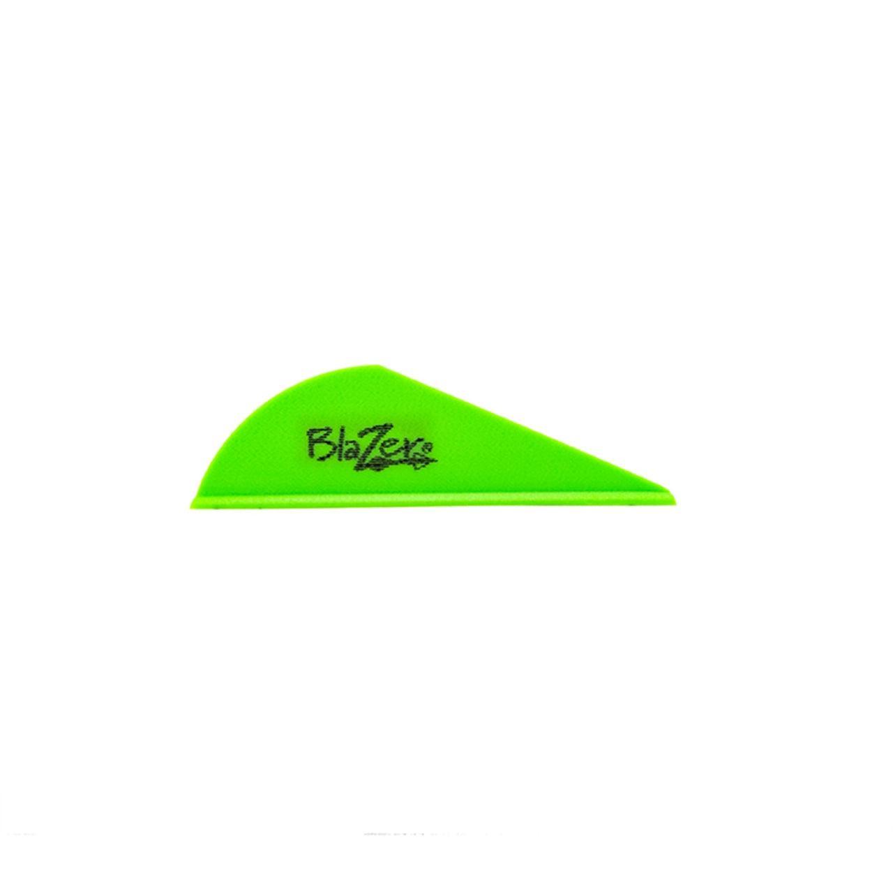 Bright green Bohning Blazer arrow vane with logo on white background