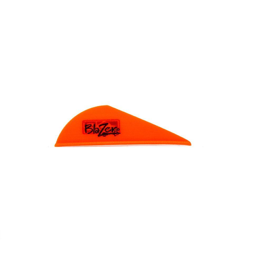 Orange Bohning Blazer Vane arrow fletching on white background, archery accessory