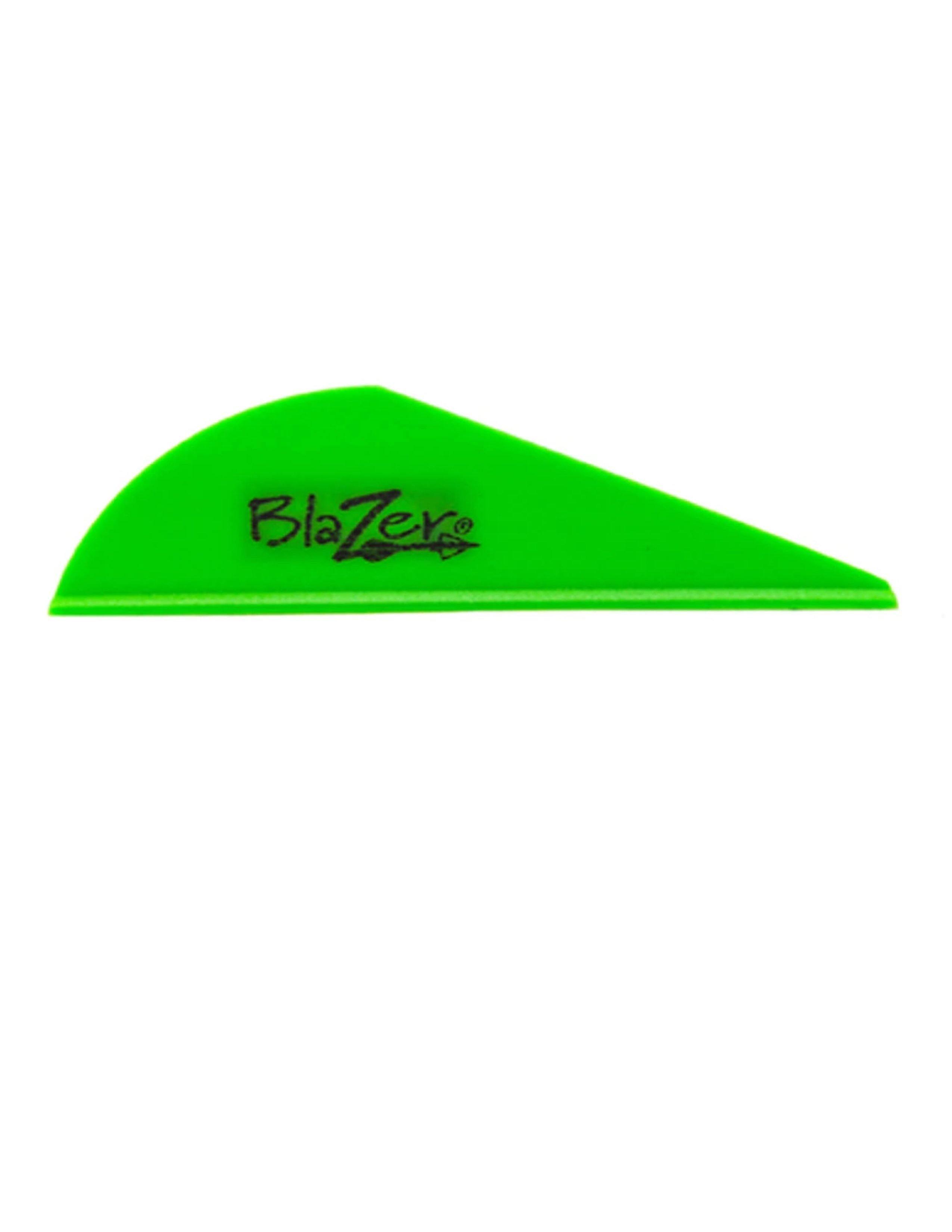 Bright green Bohning Blazer Vane archery fletching on white background
