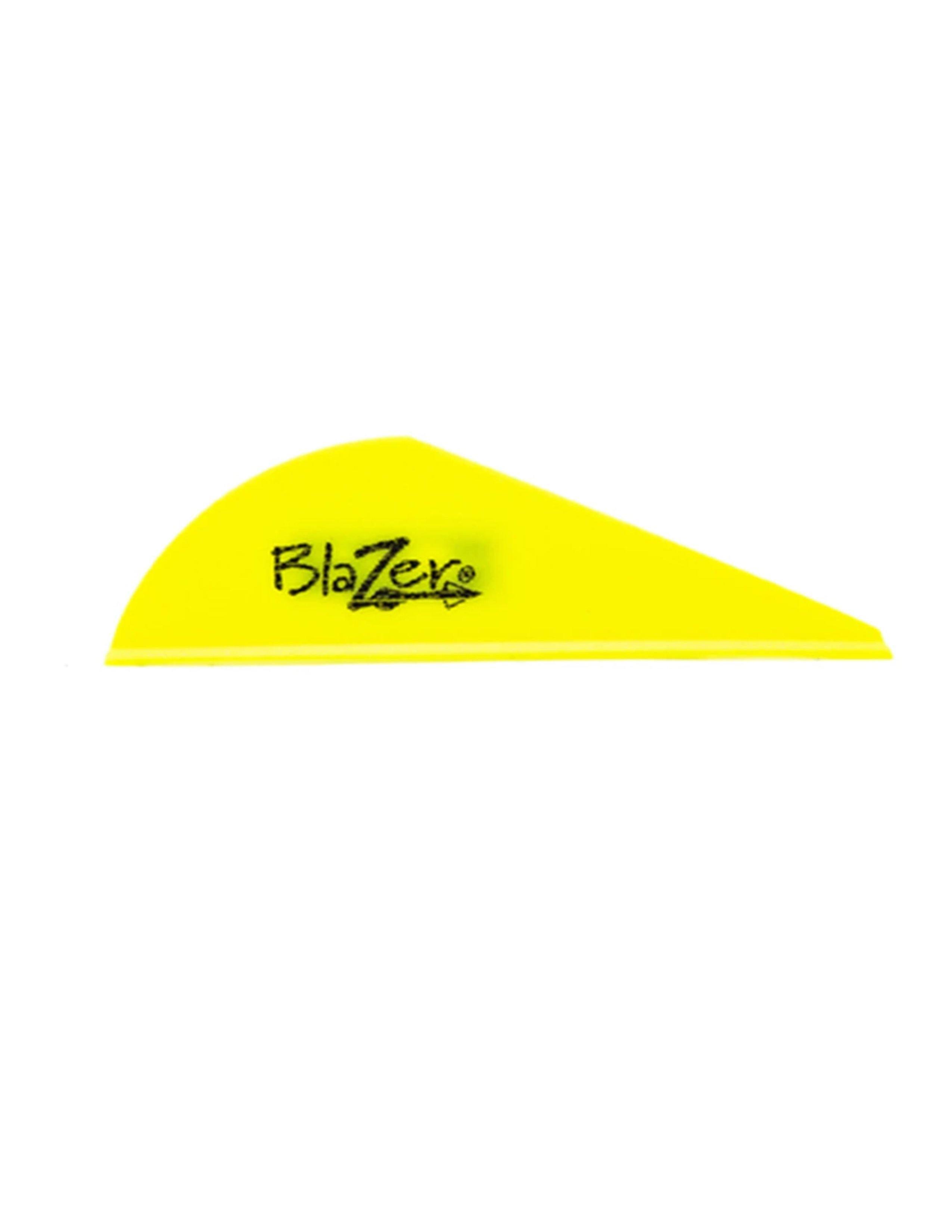 Yellow Bohning Blazer Vane arrow fletching for archery on a white background