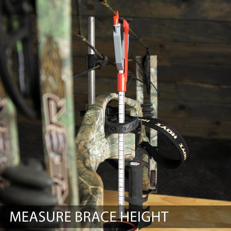 Bohning Archery bow square tool measuring compound bow brace height indoors