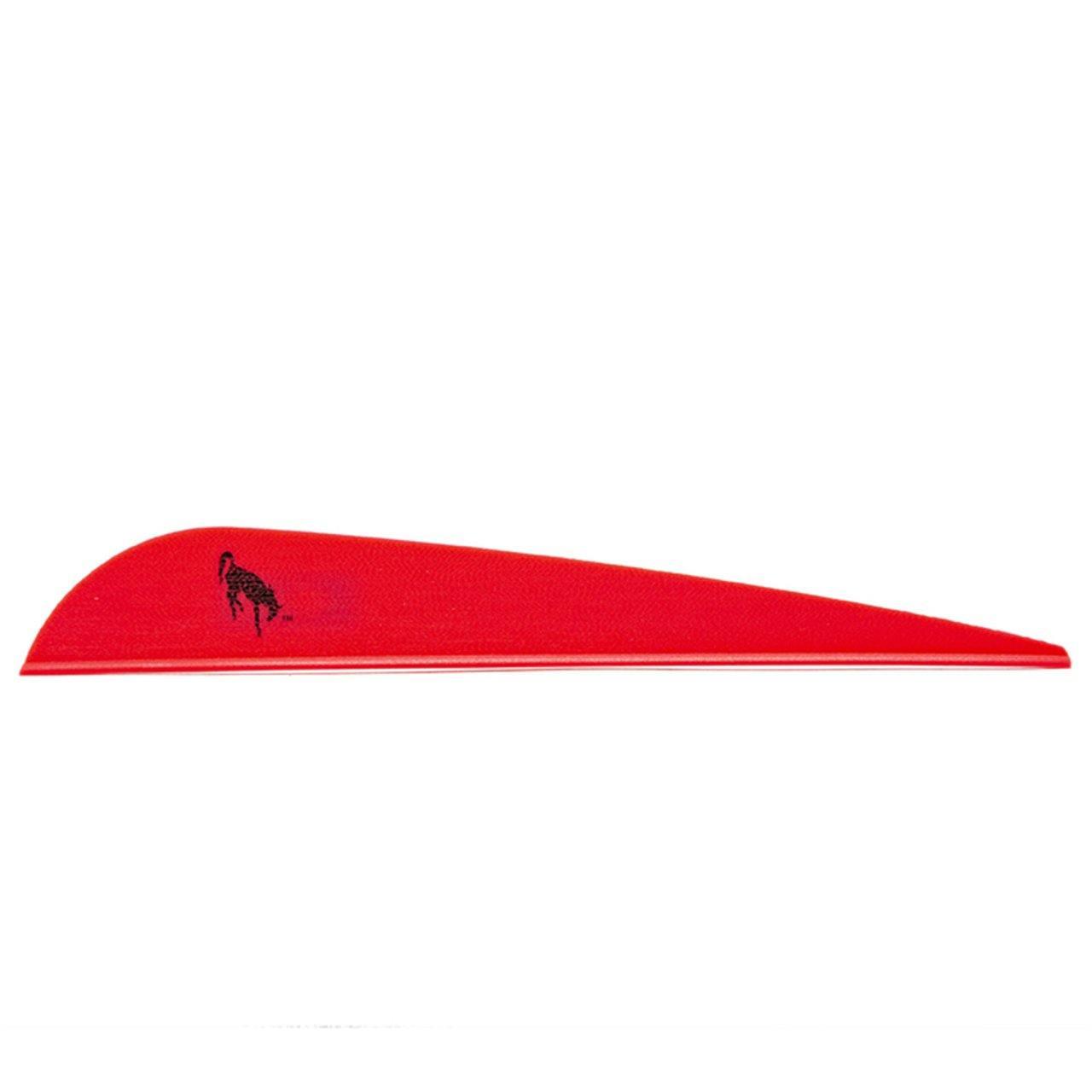 Red Bohning Bronco Vane arrow fletching with black bird logo on white background