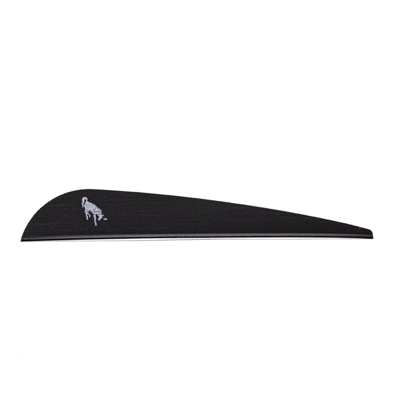 Black Bohning archery Bronco vane with white logo on white background