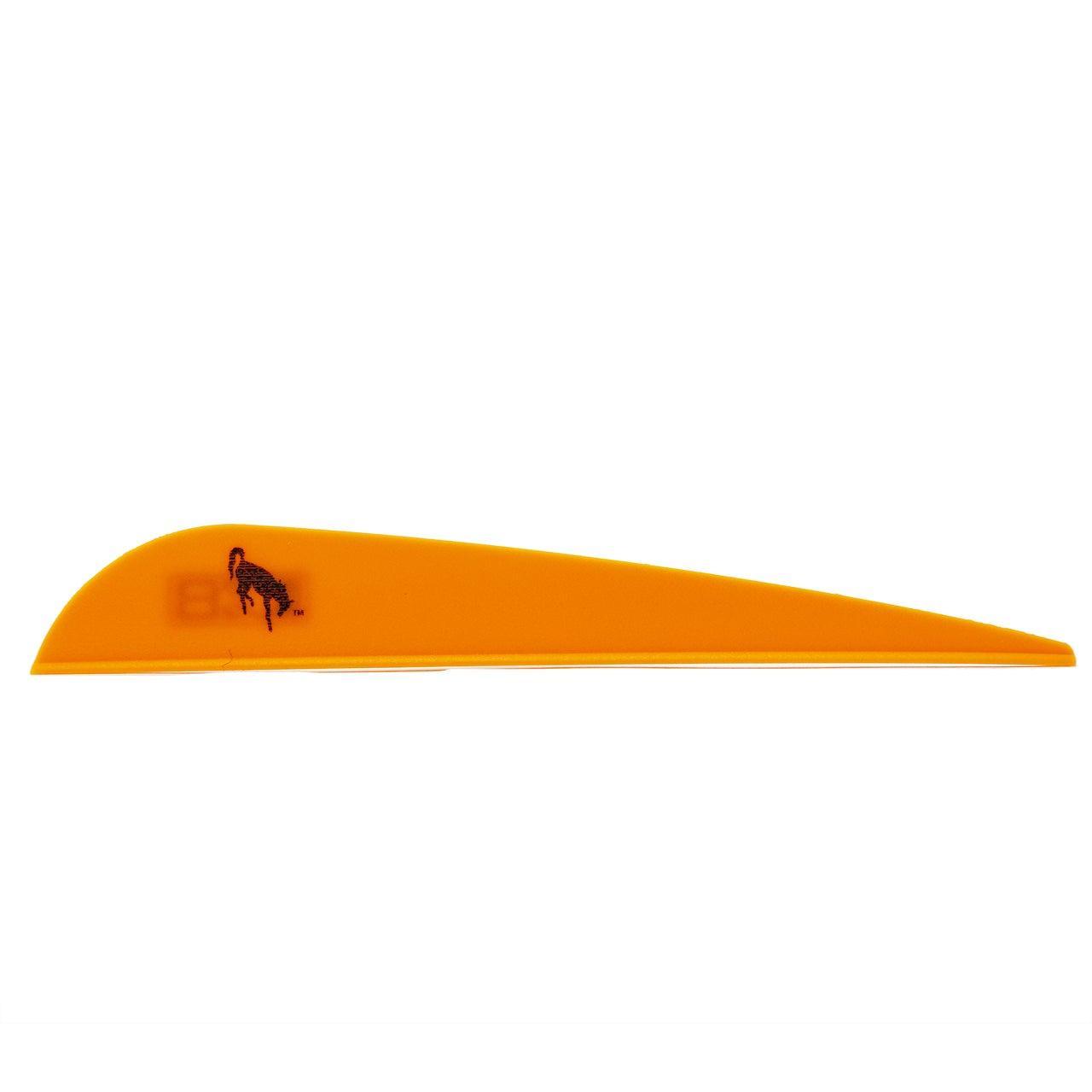 Orange Bohning Archery Bronco vane with black animal logo on white background