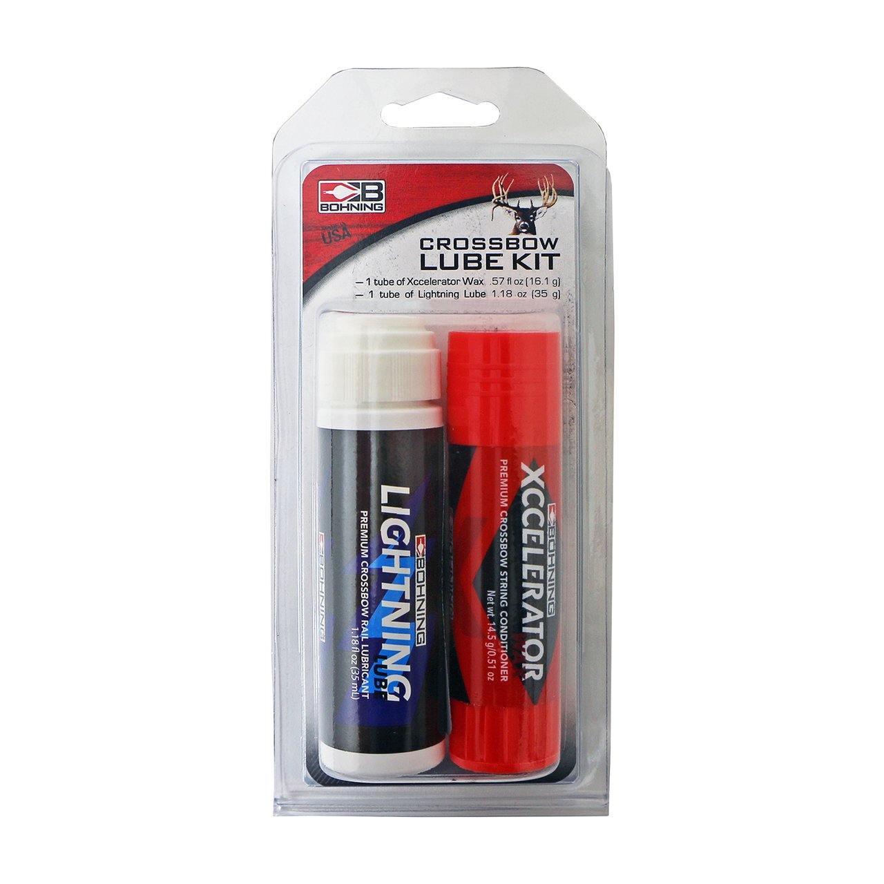 Bohning Crossbow Lube Kit in retail packaging with Lightning Lube and Xccelerator Wax.