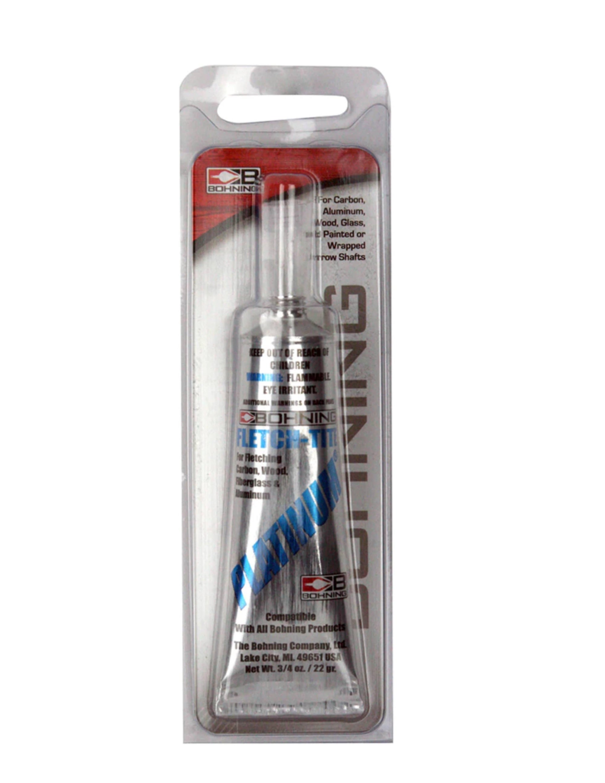 Bohning Fletch-Tite Platinum glue 3/4 oz tube in retail packaging for arrow fletching