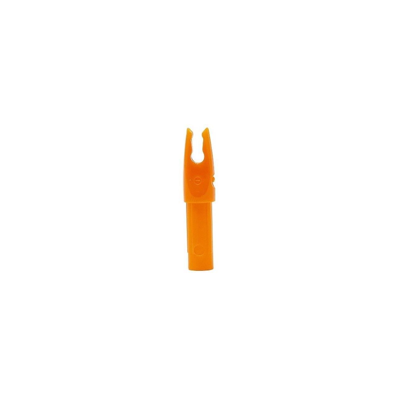 Orange Bohning H.E. Nock archery arrow nock on white background