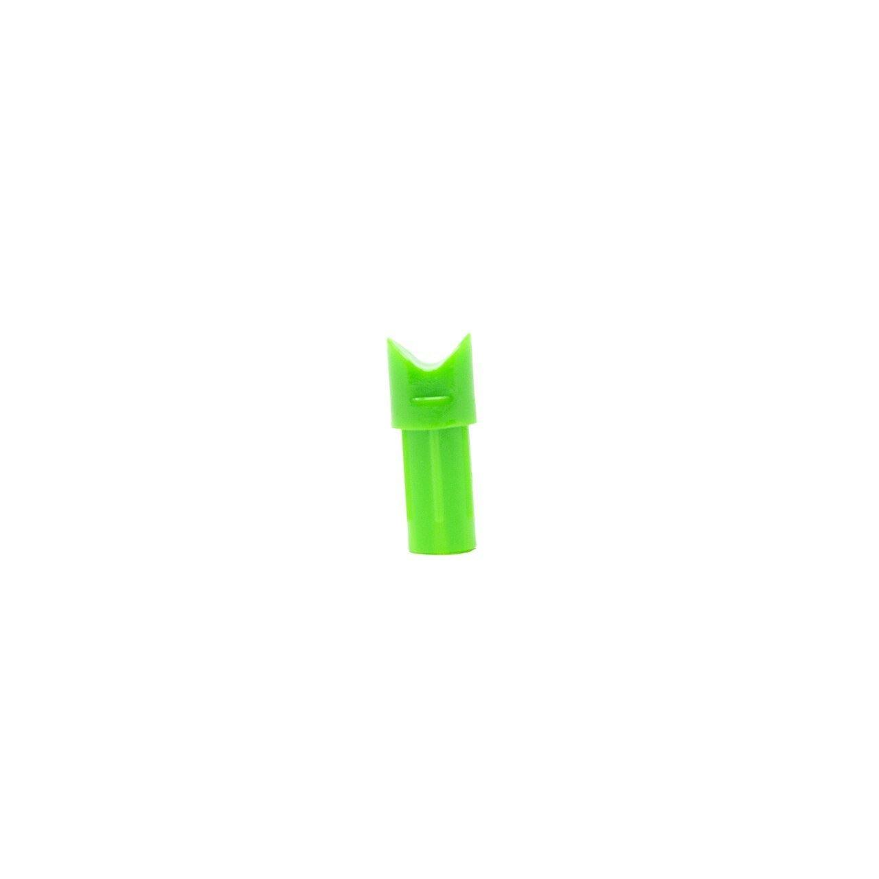 Bright green half moon crossbow nock on white background