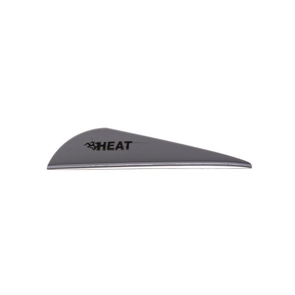 Gray Bohning Archery HEAT vane on white background, arrow fletching accessory