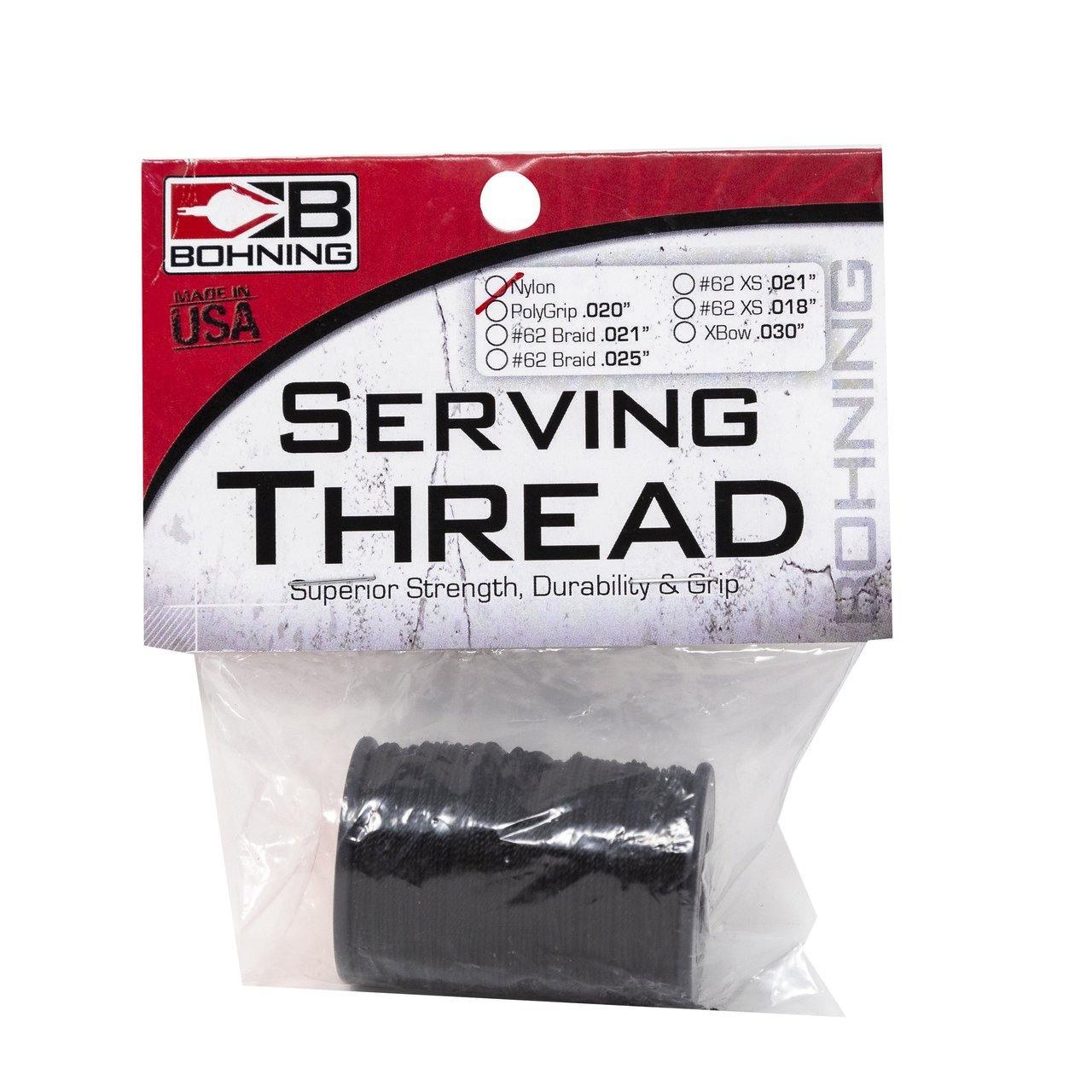 Bohning Archery black nylon serving thread in retail packaging, Made in USA.