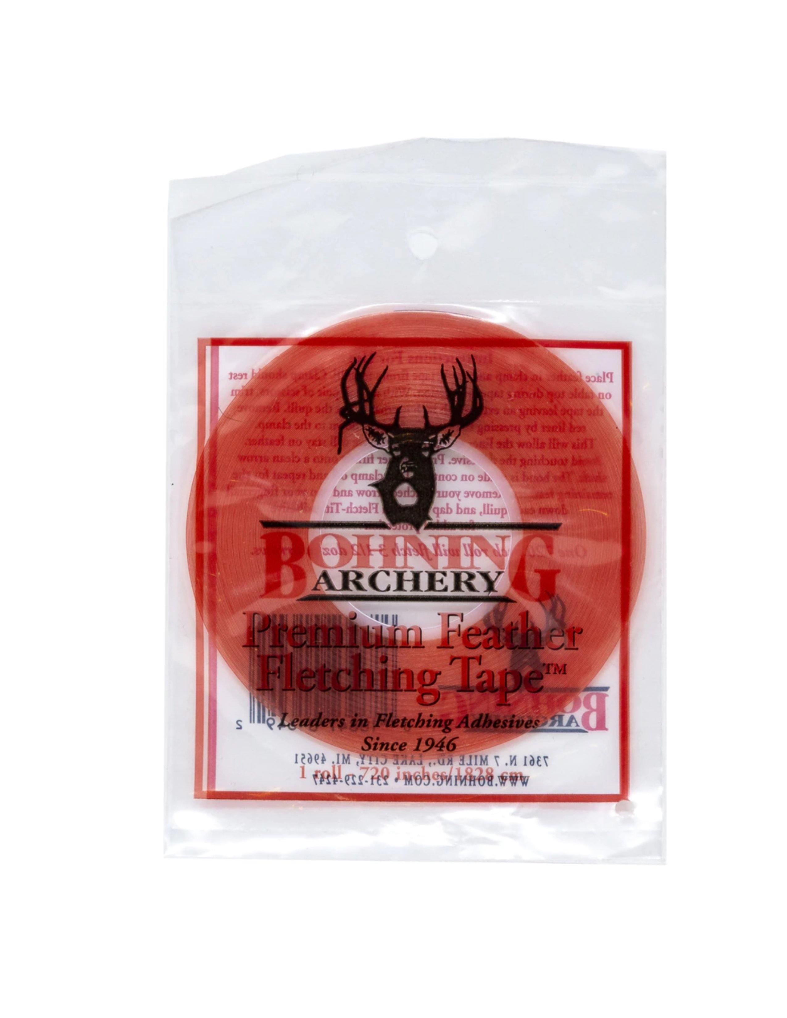Bohning Archery Premium Feather Fletching Tape in retail package, red roll, clear bag.