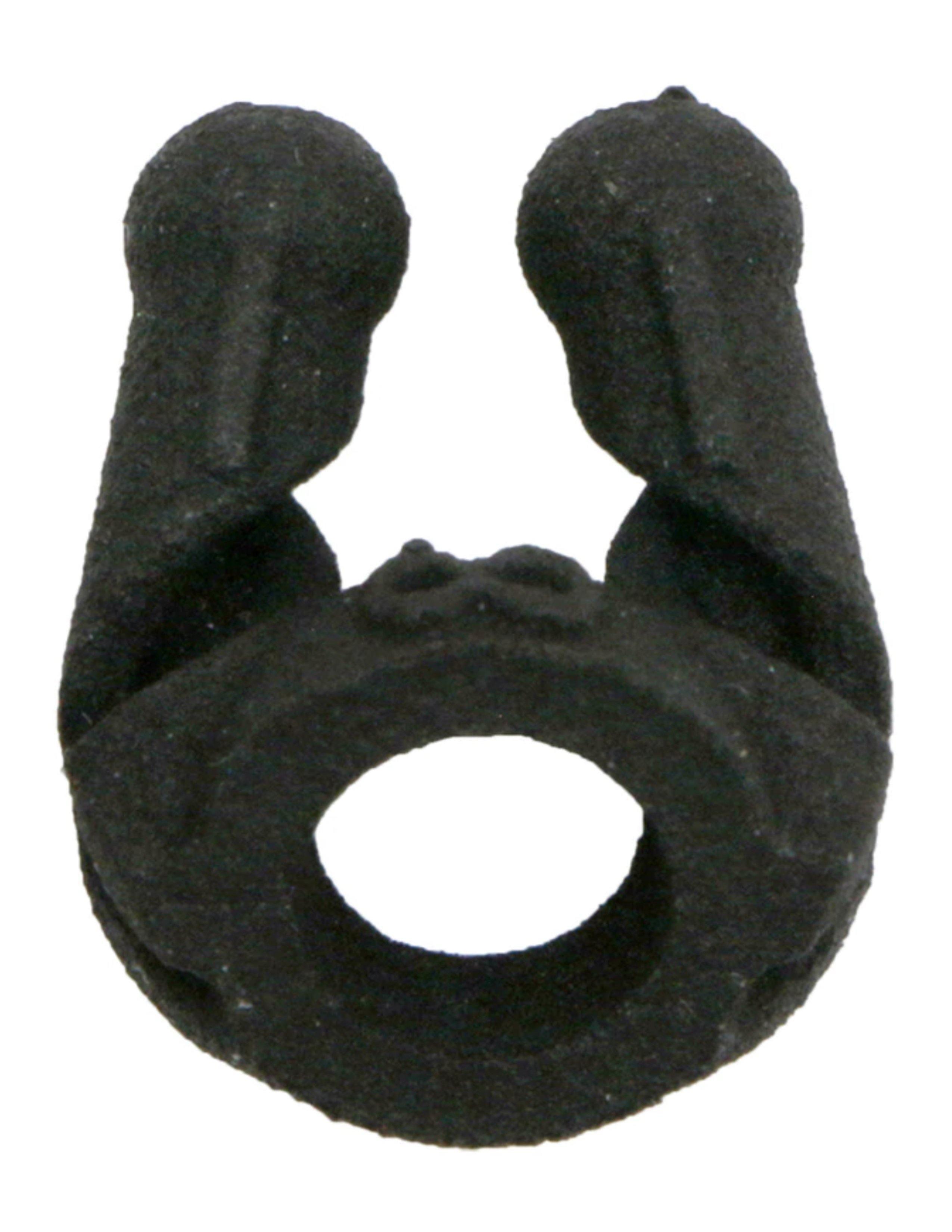 Black Bohning archery peep sight for bows, close-up on white background