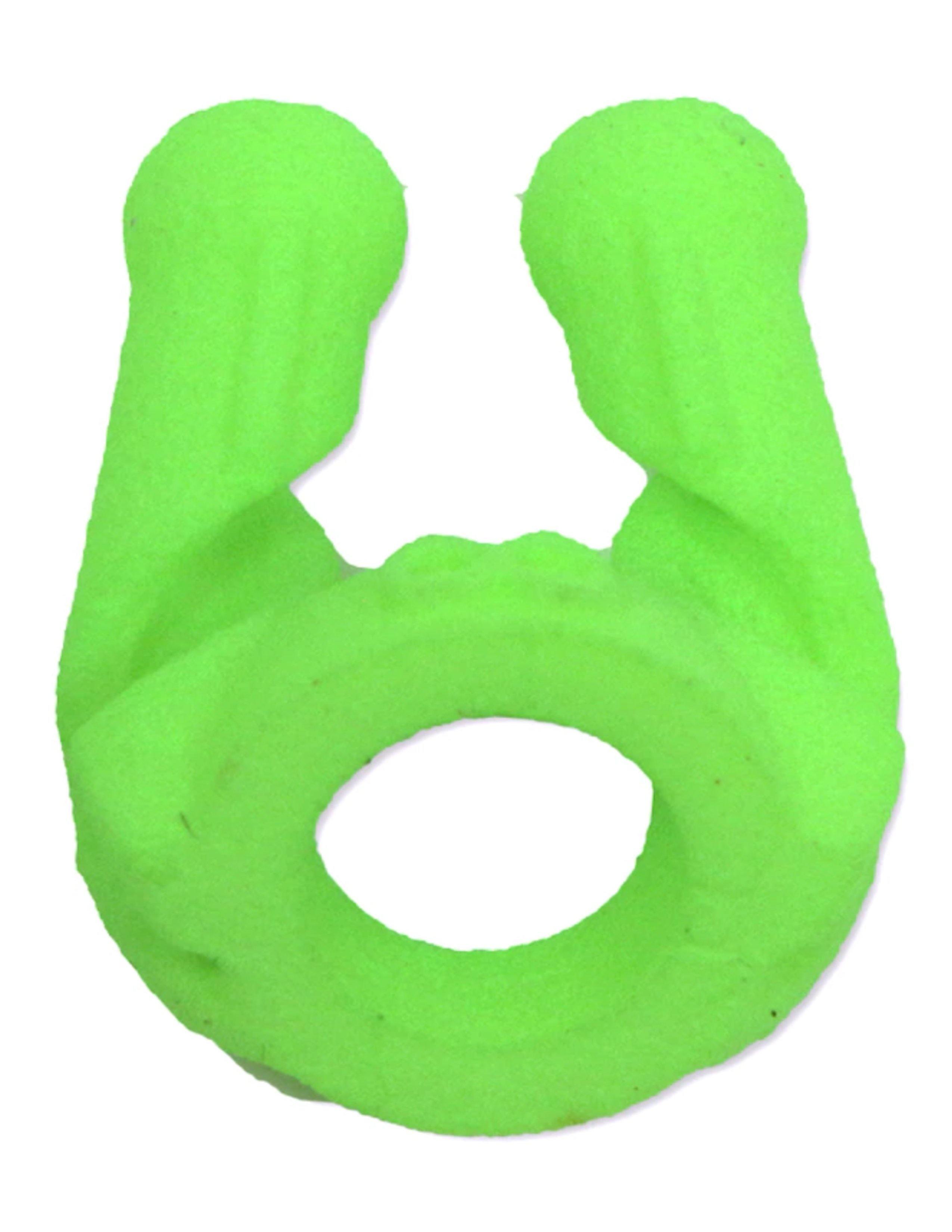 Bright green Bohning archery peep sight for bows on a white background