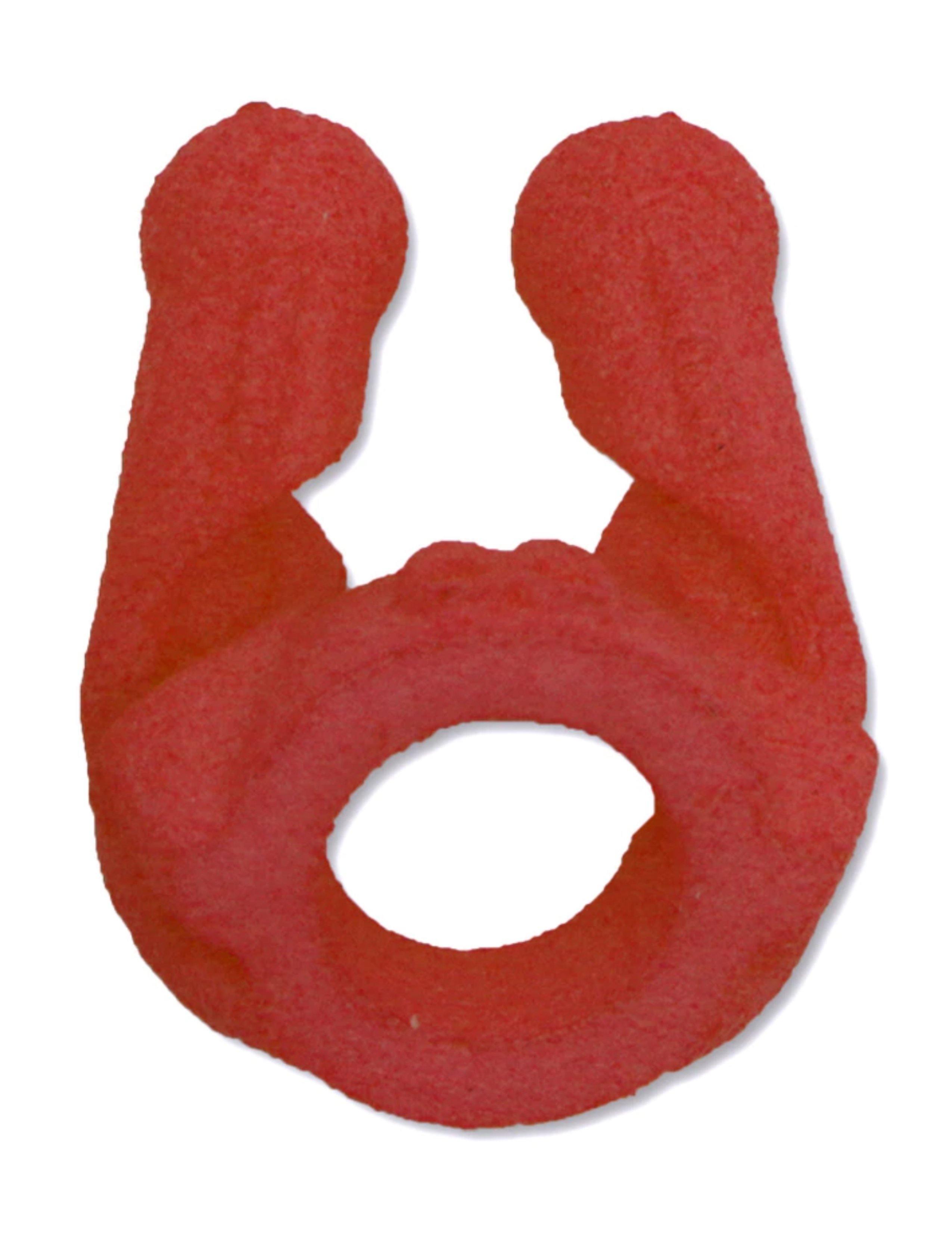 Red archery peep sight insert accessory for bows, isolated on white background